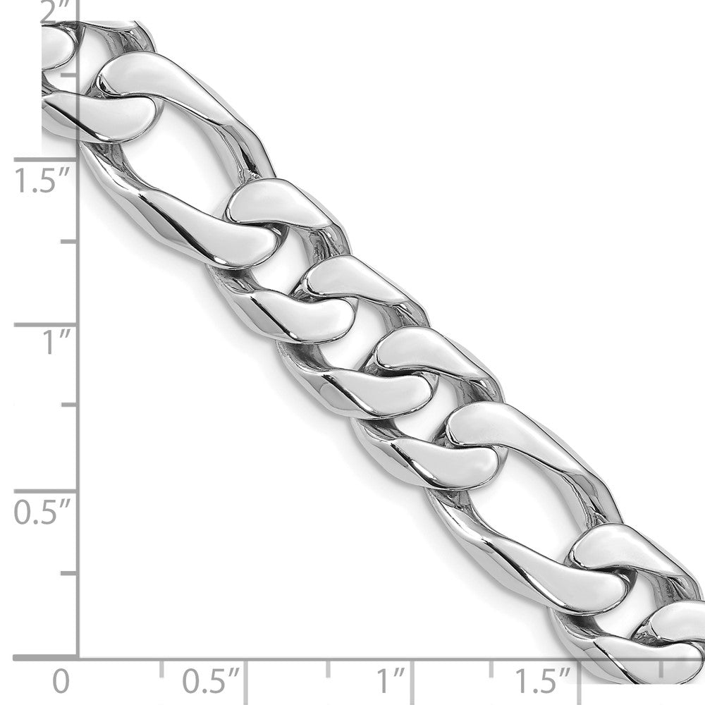 14K White Gold 22 inch 10mm Hand Polished Figaro Link with Box Catch Clasp Chain