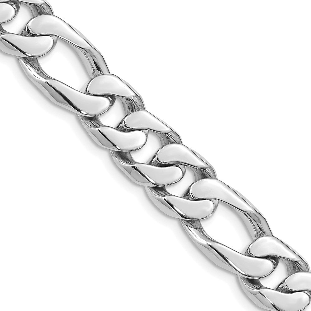 14K White Gold 22 inch 10mm Hand Polished Figaro Link with Box Catch Clasp Chain