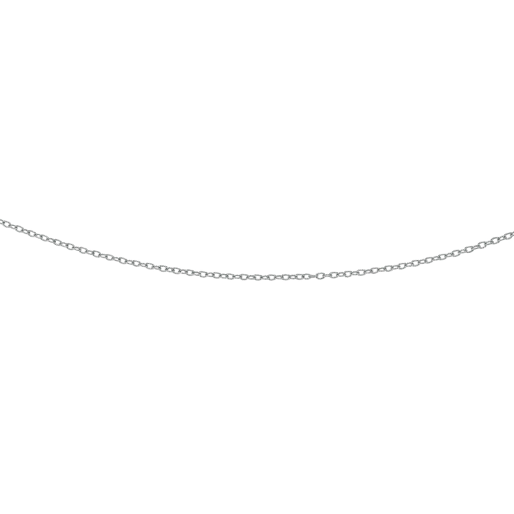 14K White Gold 2.3mm Textured Cable 24" Chain with Lobster Lock