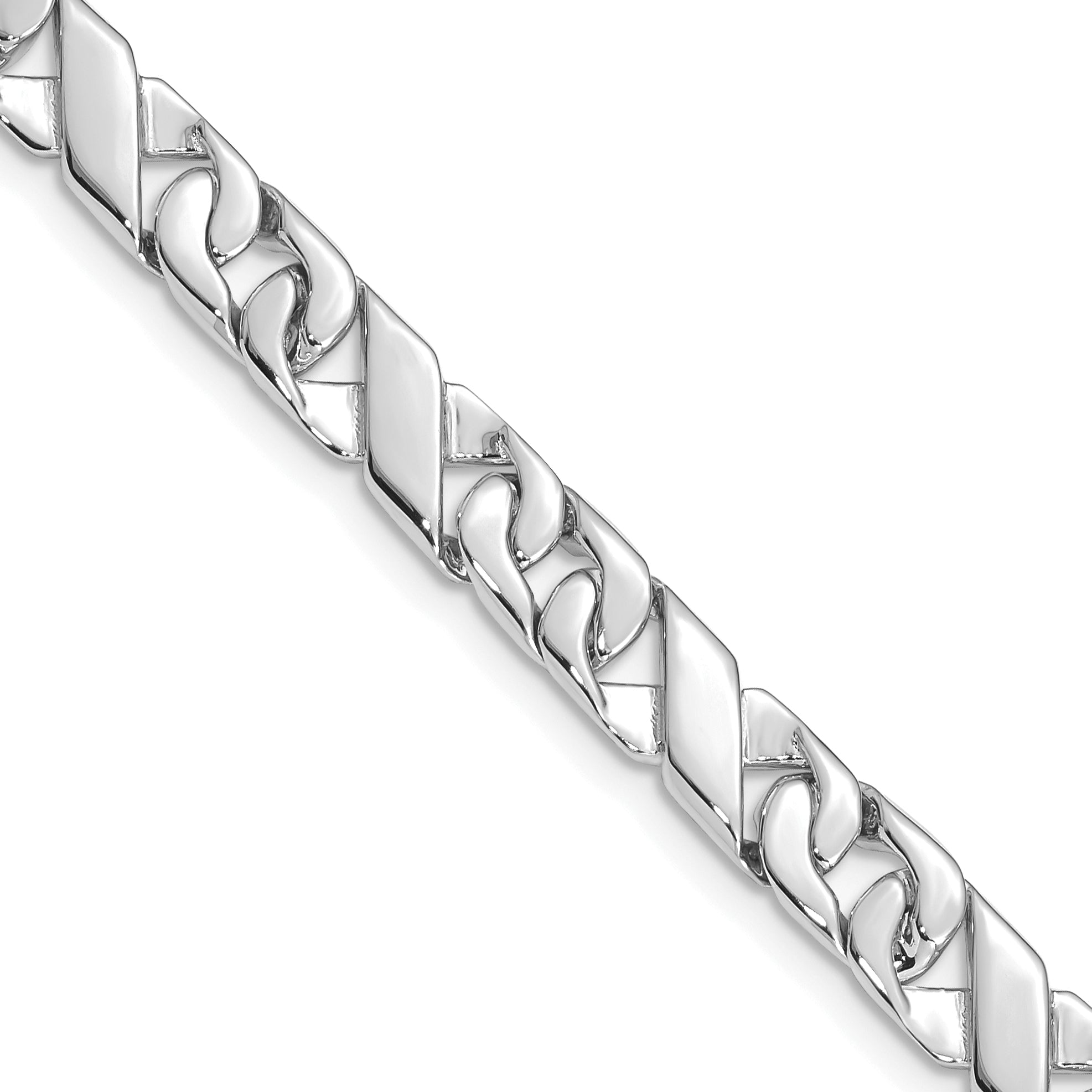 14K White Gold 24 Inch 6.7Mm Hand Polished Fancy Link With Fancy Lobster Clasp Chain