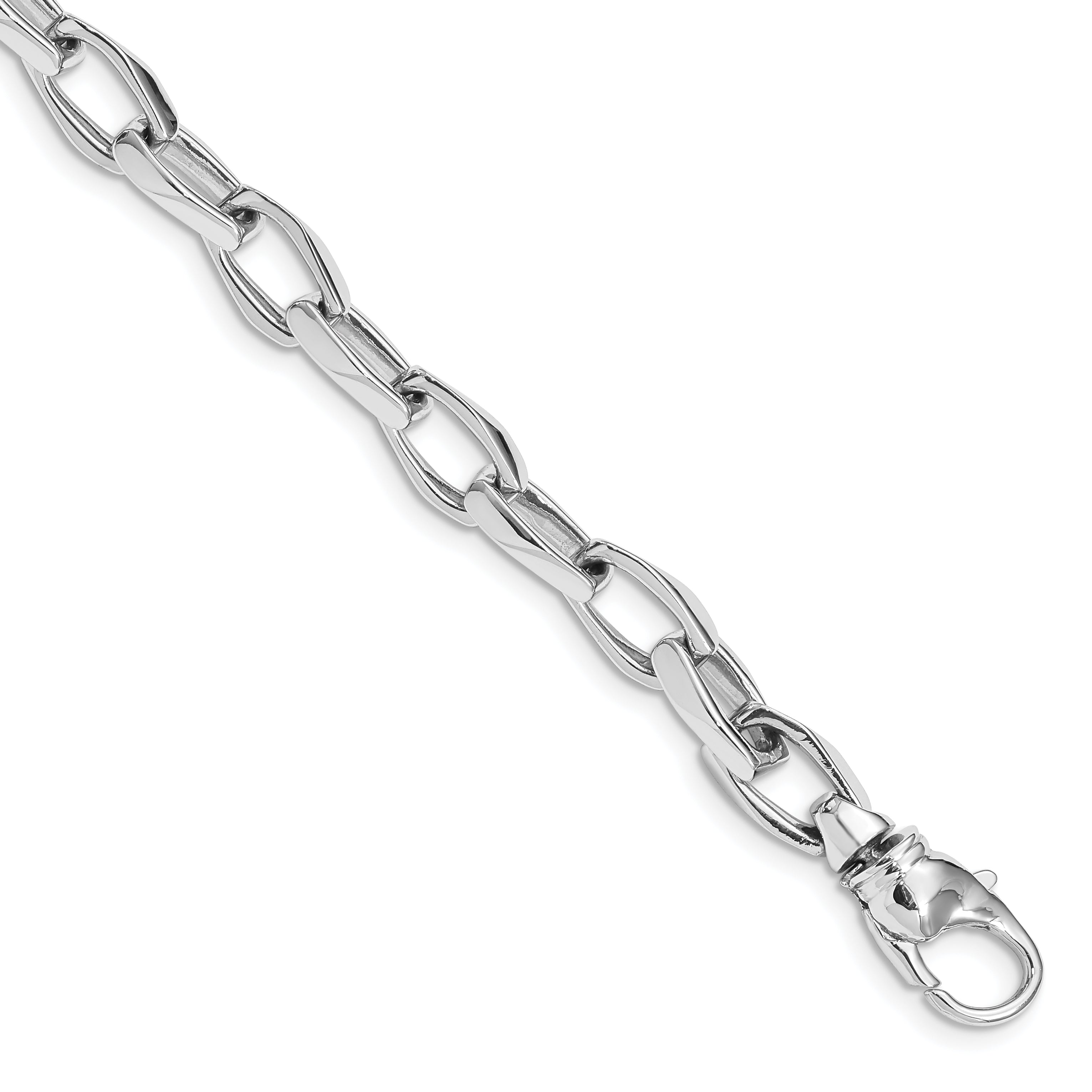 14K White Gold 22 Inch 6.8Mm Hand Polished Open Link With Fancy Lobster Clasp Chain
