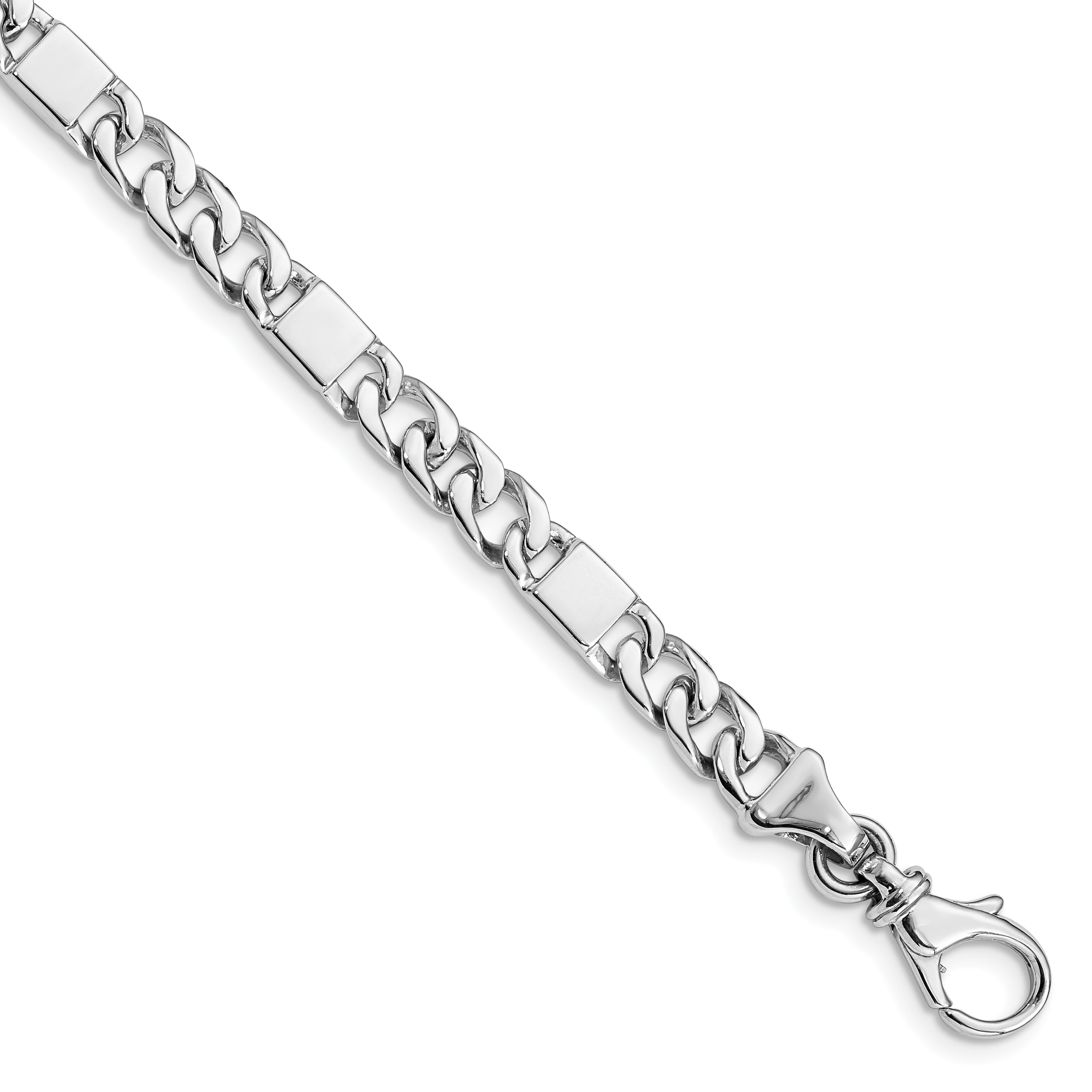 14K White Gold 8 inch 5.6mm Hand Polished Fancy Link with Fancy Lobster Clasp Bracelet
