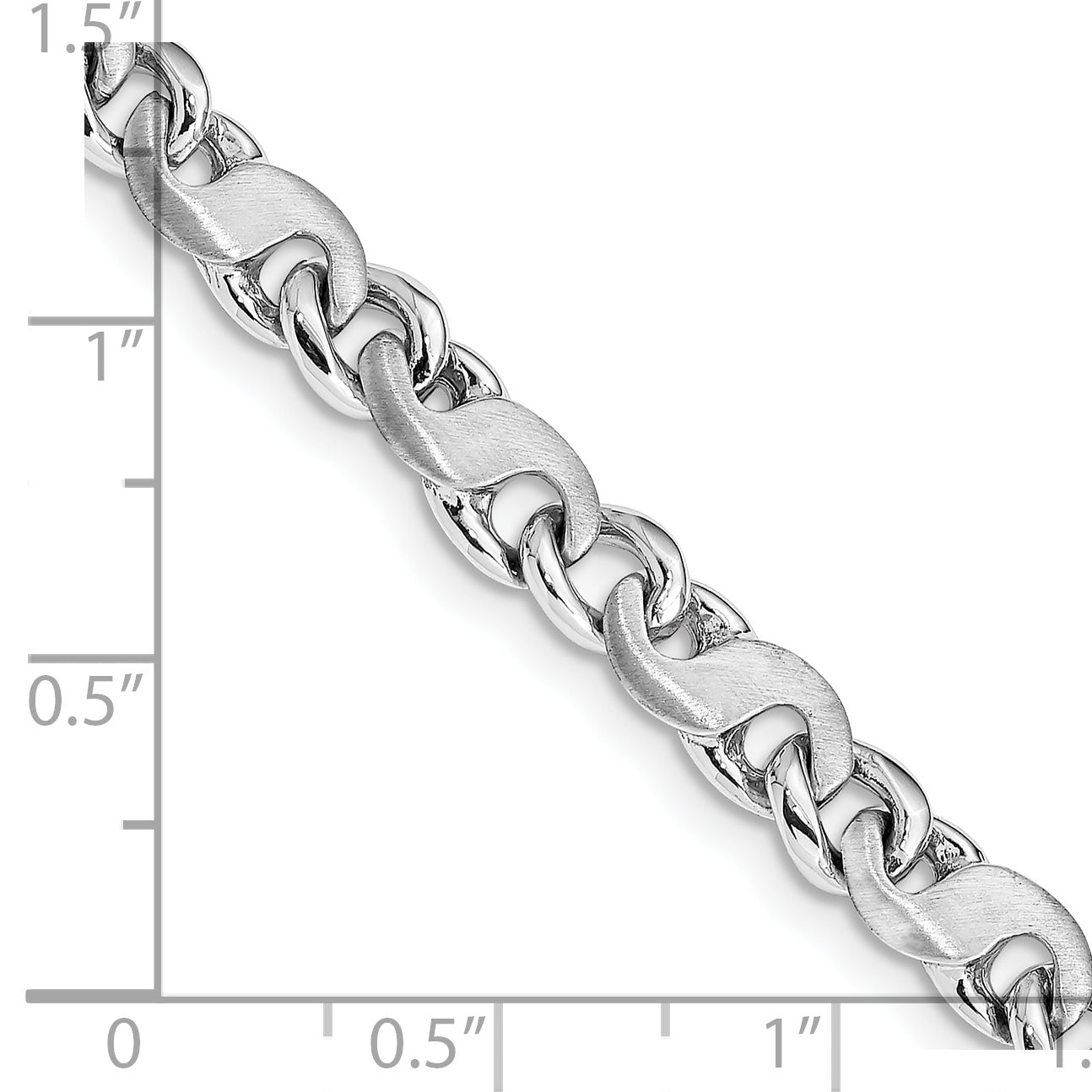 14K White Gold 20 Inch 5.4Mm Hand Polished And Satin Fancy S-Link With Fancy Lobster Clasp Chain