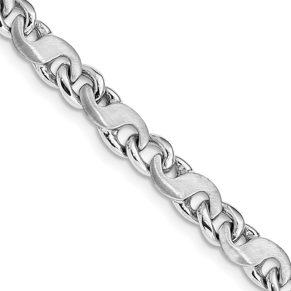 14K White Gold 24 inch 5.4mm Hand Polished and Satin Fancy S-Link with Fancy Lobster Clasp Chain