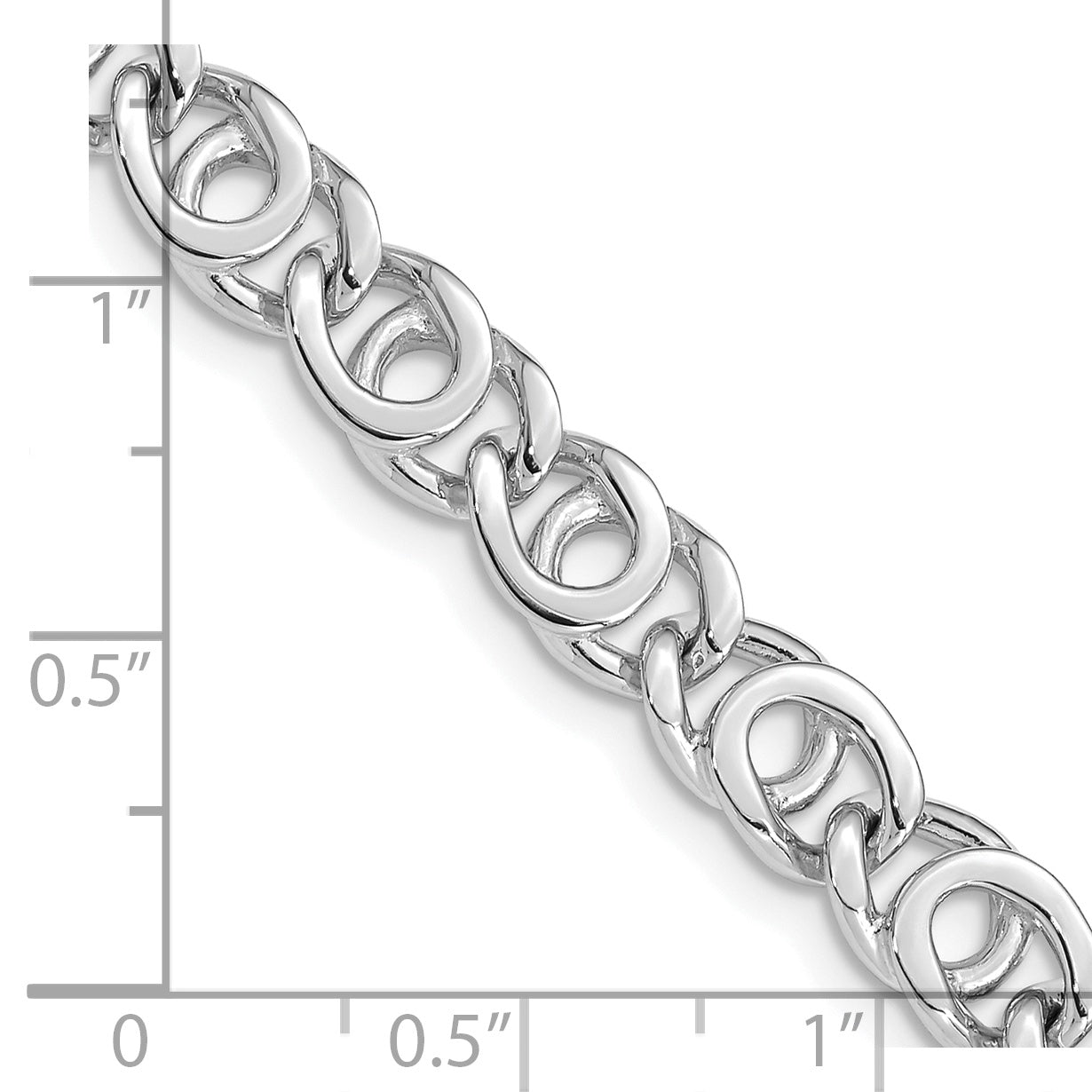 14K White Gold 24 Inch 7Mm Hand Polished Fancy Link With Fancy Lobster Clasp Chain