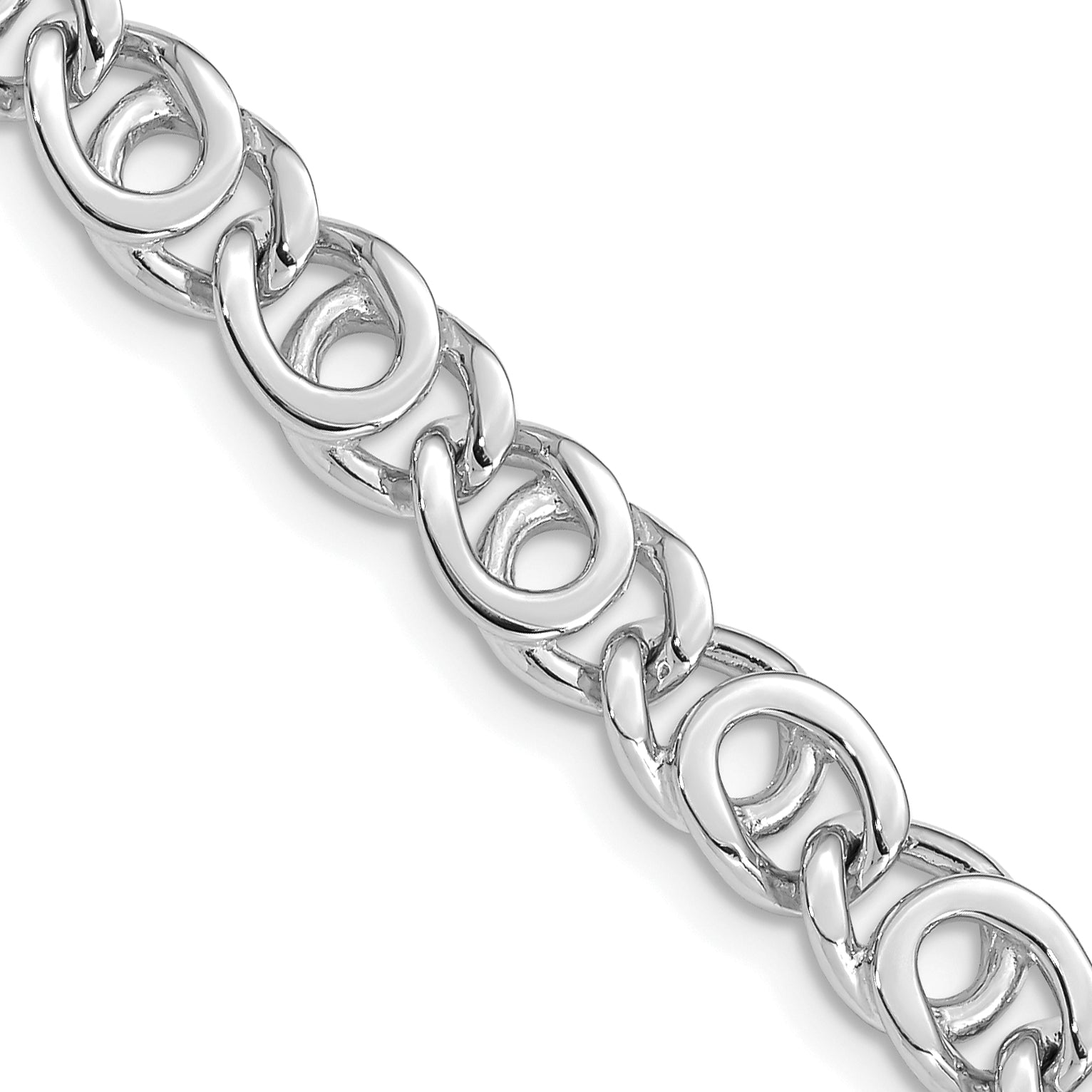 14K White Gold 20 Inch 7Mm Hand Polished Fancy Link With Fancy Lobster Clasp Chain