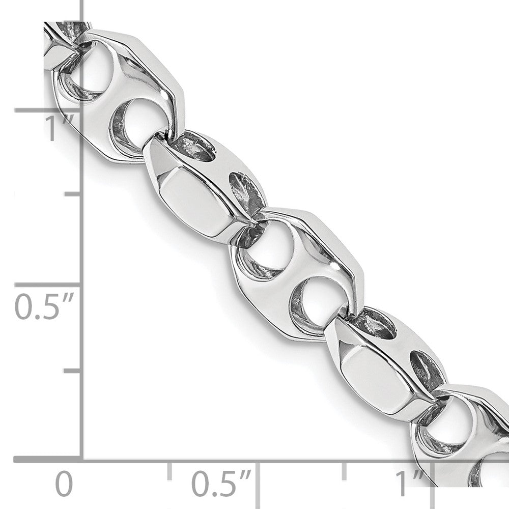 14K White Gold 22 inch 7.2mm Hand Polished Fancy Link with Fancy Lobster Clasp Chain