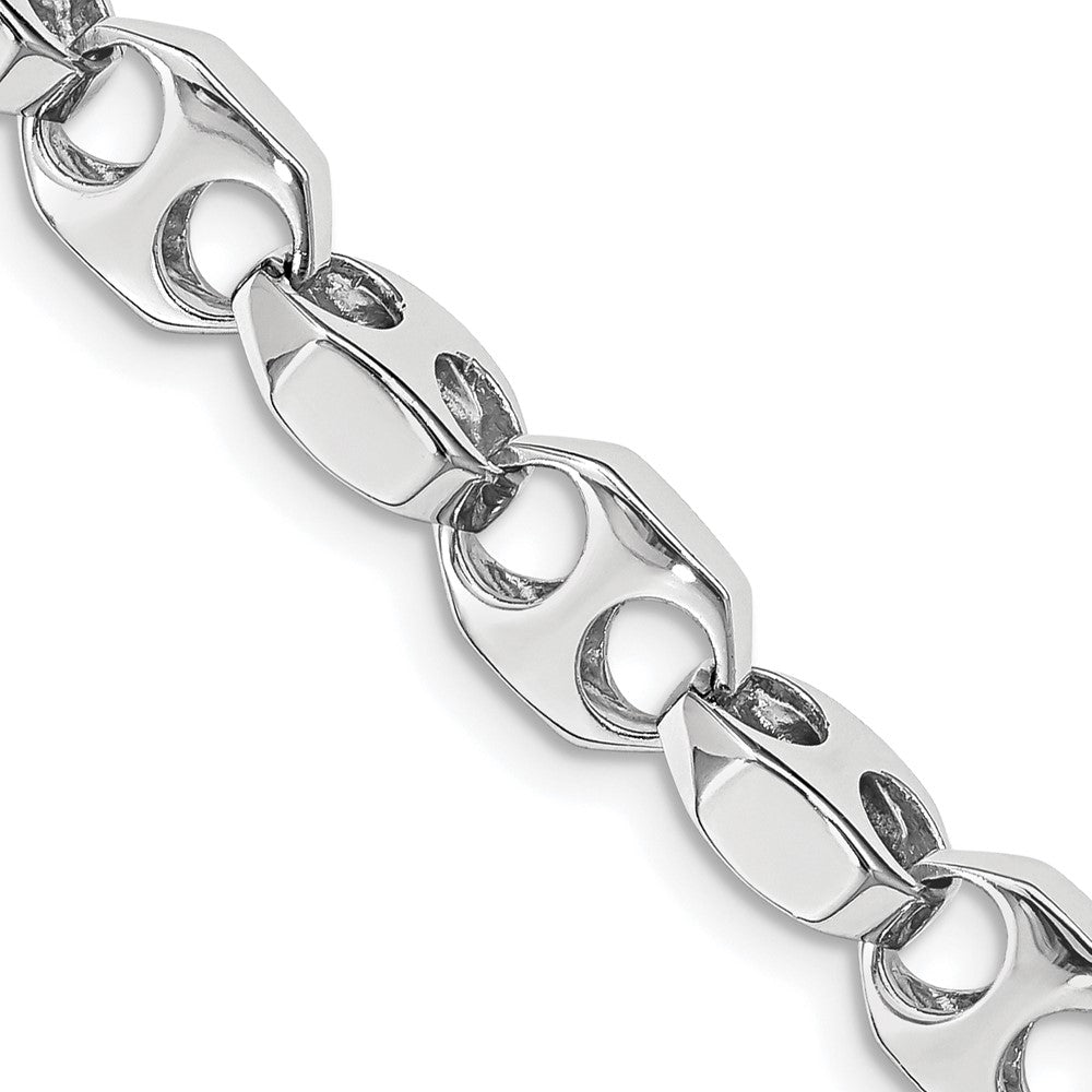 14K White Gold 24 inch 7.2mm Hand Polished Fancy Link with Fancy Lobster Clasp Chain