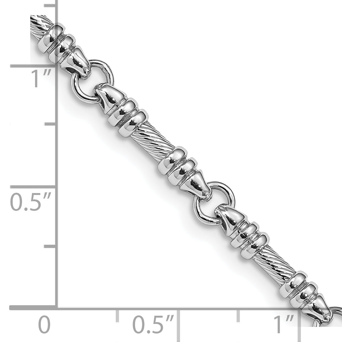 14K White Gold 24 Inch 3.5Mm Hand Polished And Textured Fancy Link With Fancy Lobster Clasp Chain
