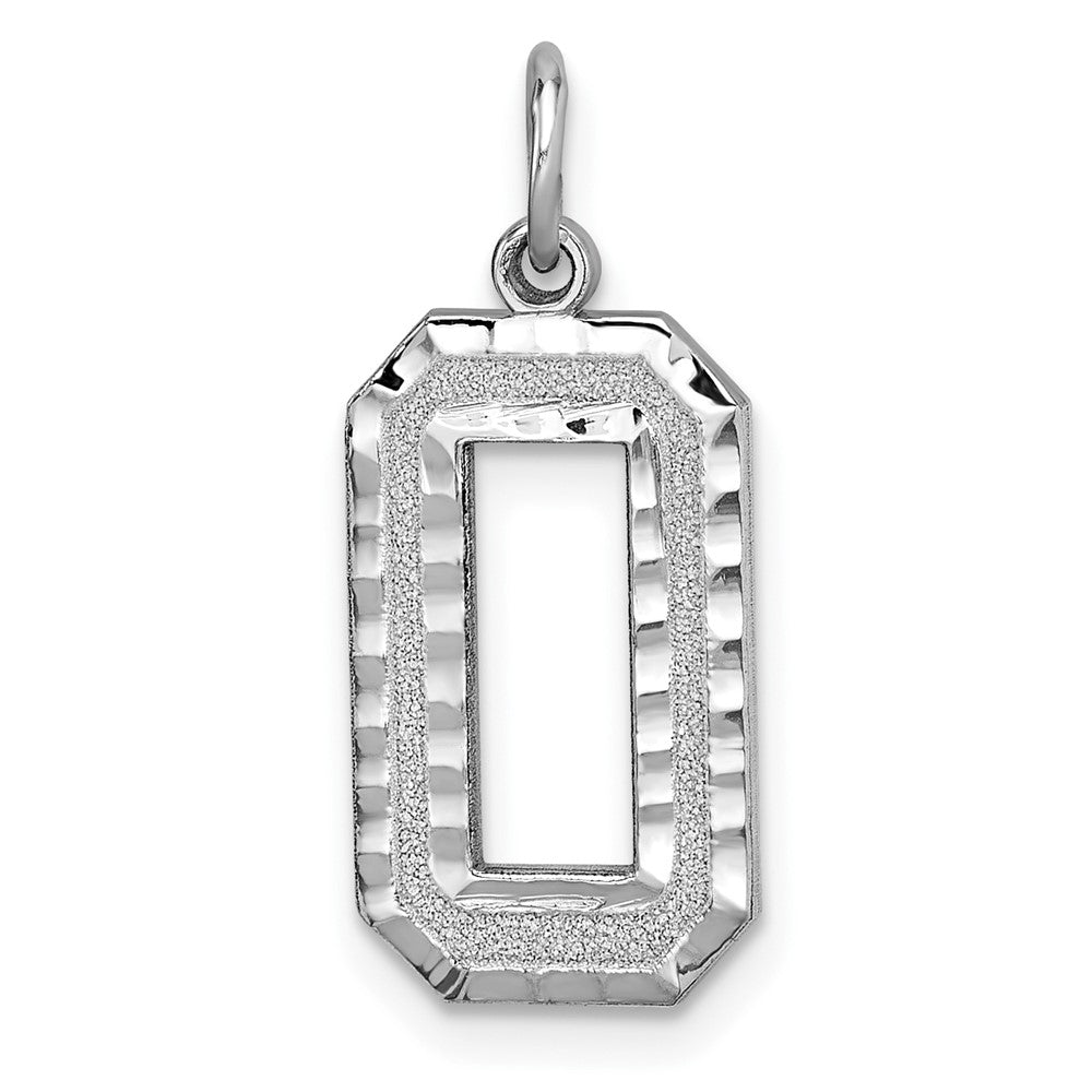 14kw Large Brushed Diamond-cut Number 0 Charm