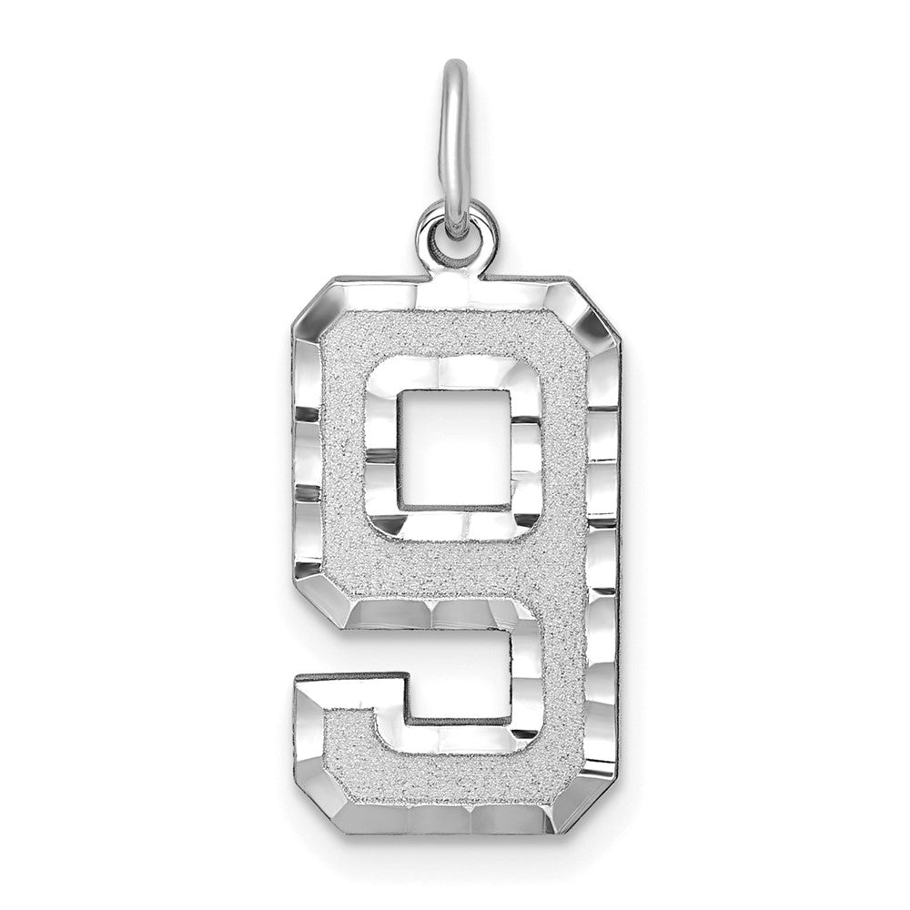 14kw Large Brushed Diamond-cut  Number 9 Charm