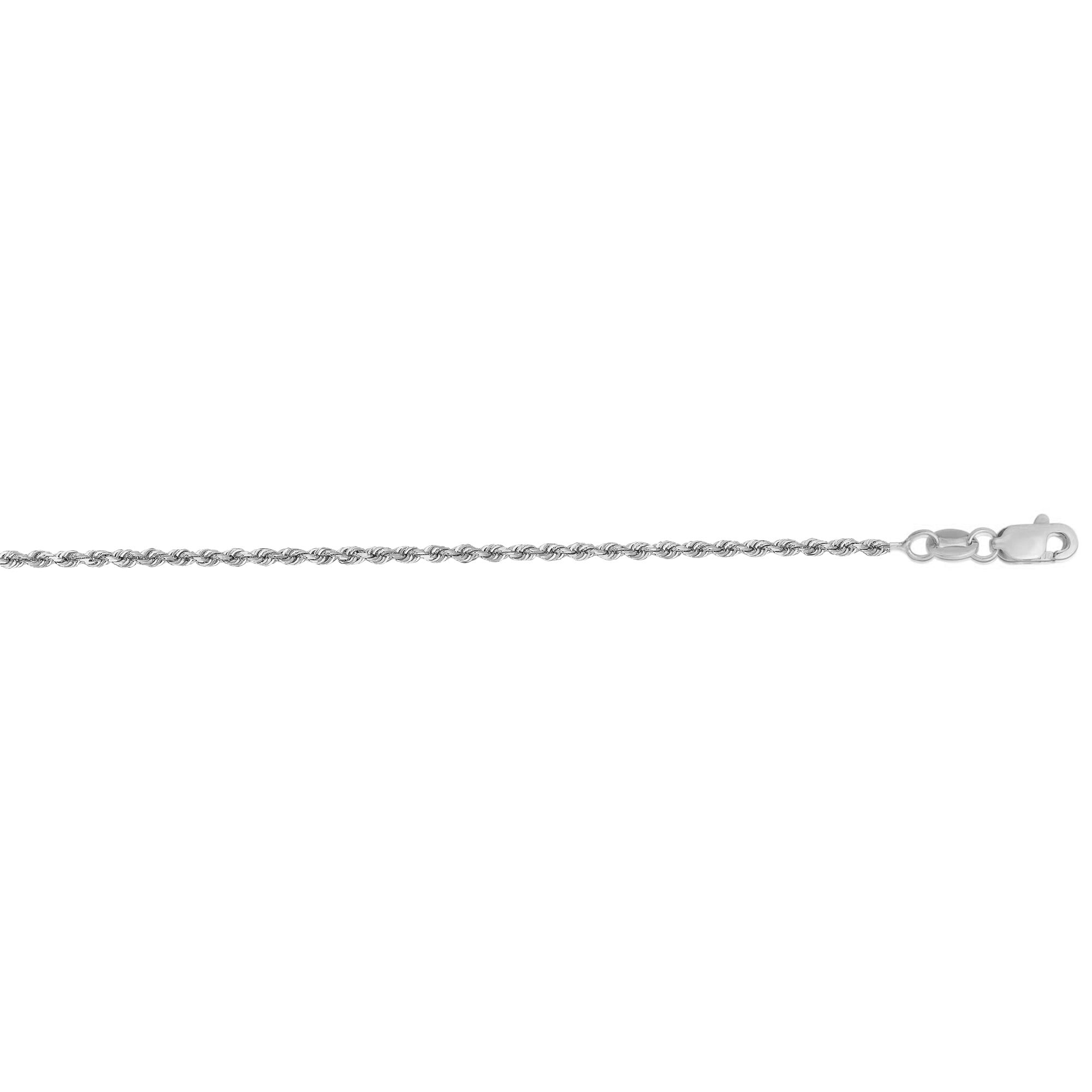 14K White Gold 1.4mm Diamond Cut Royal Rope 24" Chain with Lobster Lock