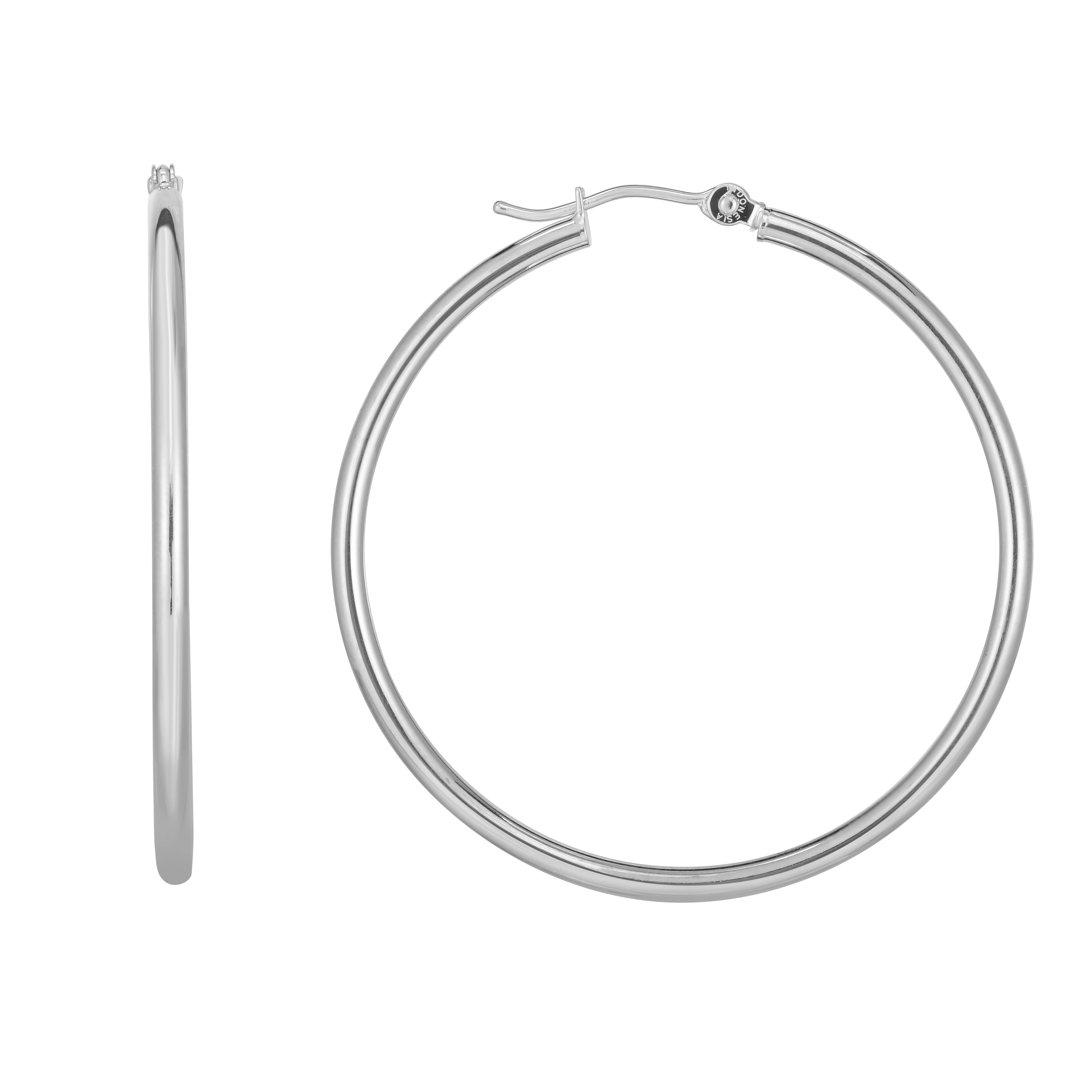 14K White Gold 2x40mm Hoop Earring
