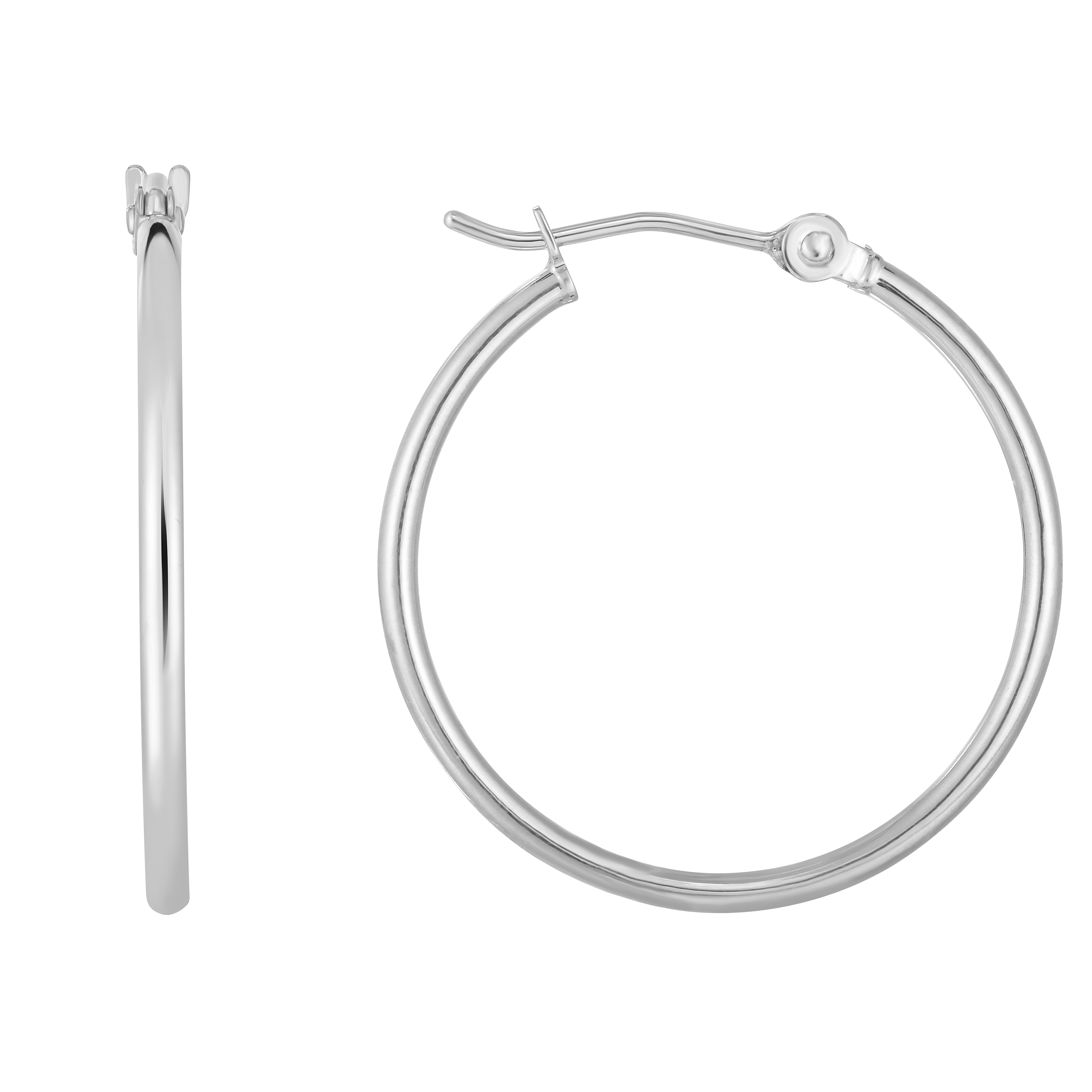 14K White Gold 1.5x25mm Hoop Earring
