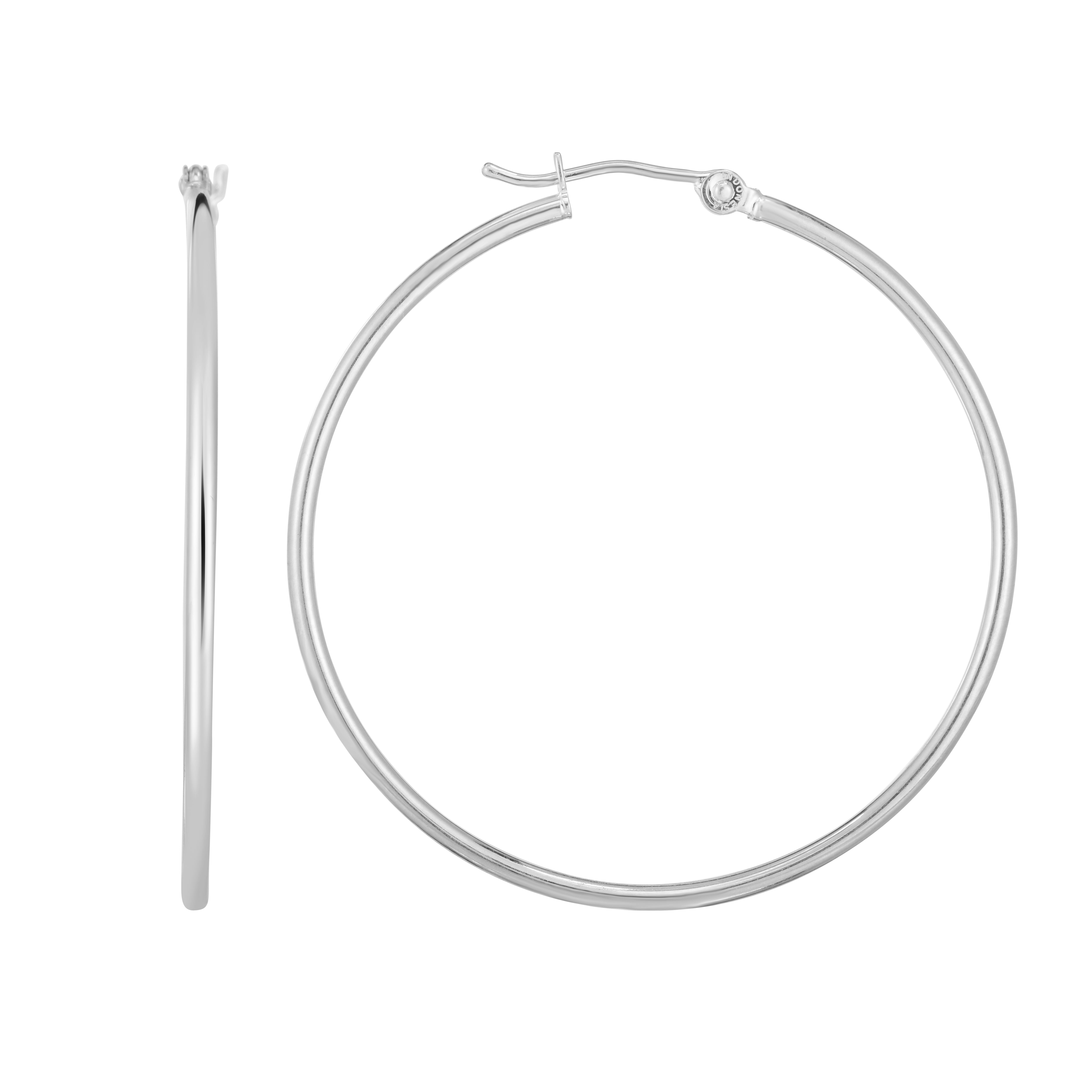14K White Gold 1.5X40Mm Hoop Earring