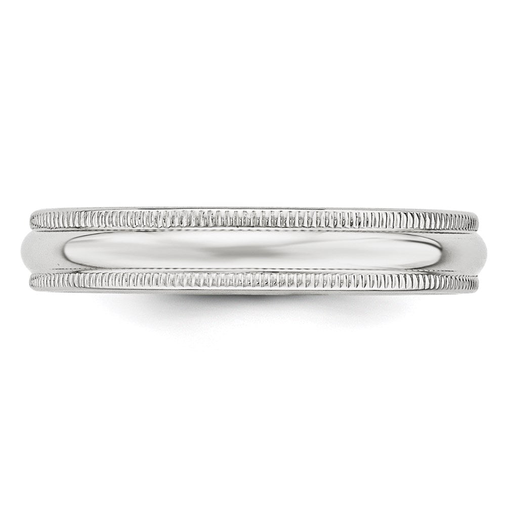 14k White Gold 4mm Milgrain Half Round Wedding Band Size 7.5