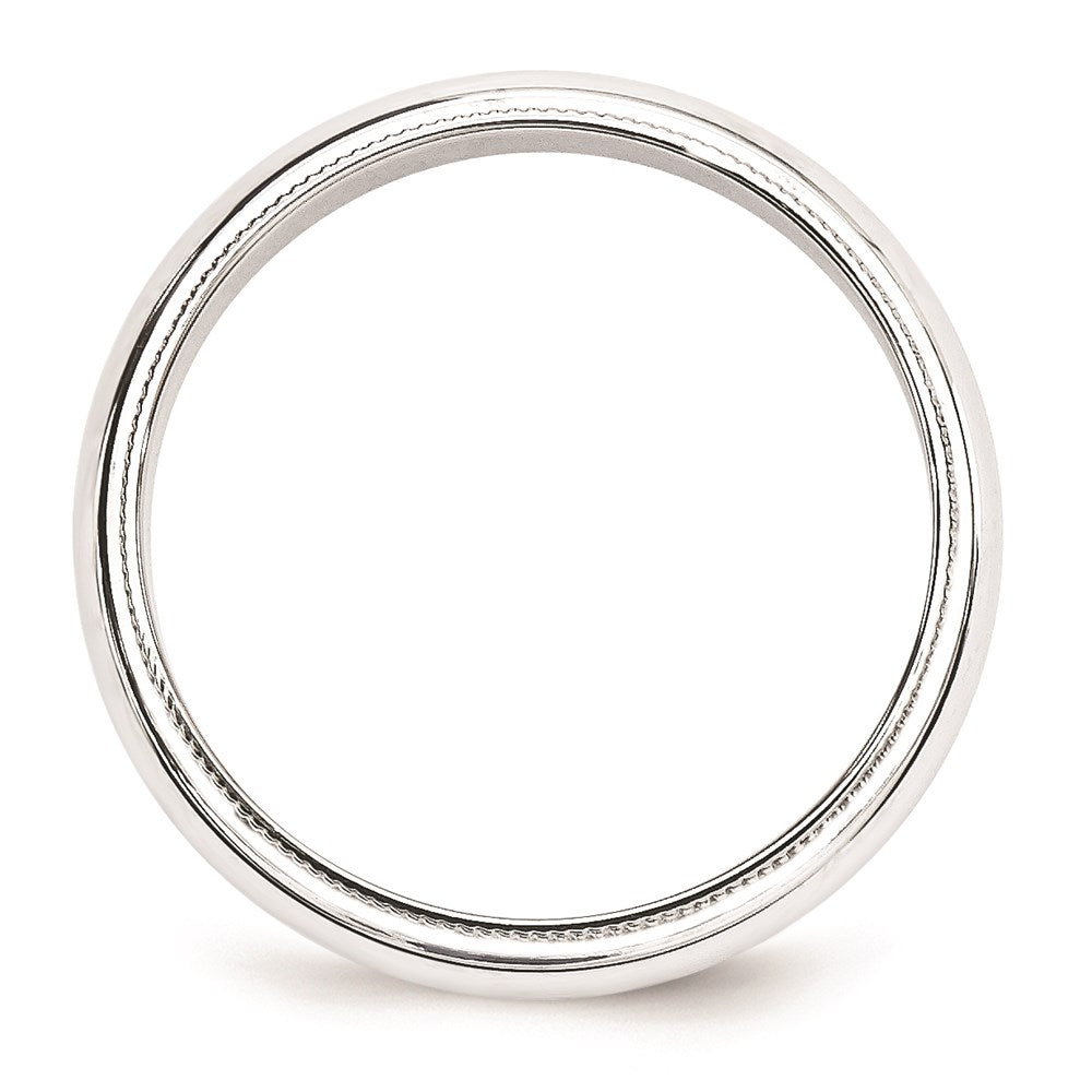 14k White Gold 5mm Milgrain Half Round Wedding Band Size 8