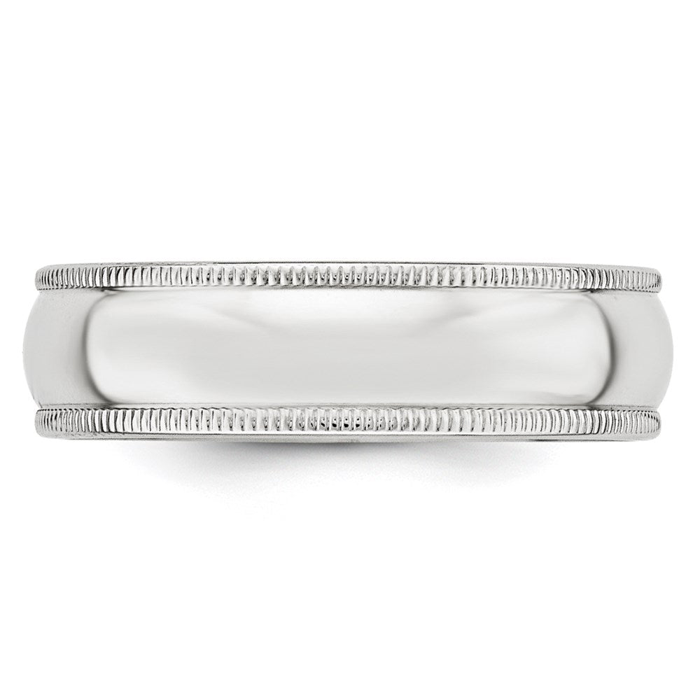 14k White Gold 6mm Milgrain Half Round Wedding Band Size 14