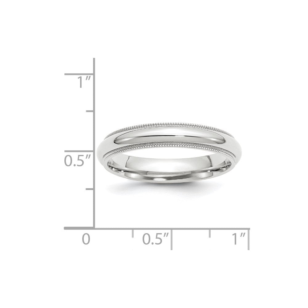 14k White Gold 4mm Milgrain Half Round Comfort Fit Wedding Band Size 11