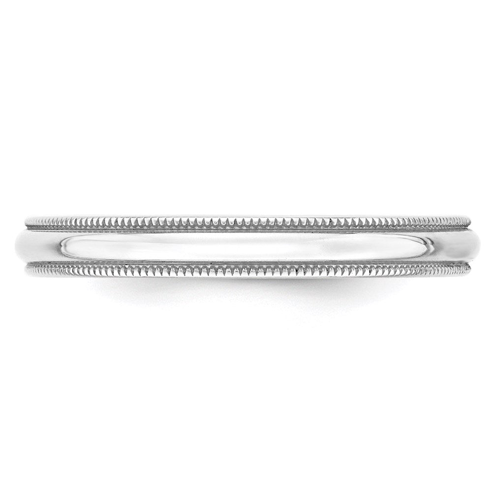 14k White Gold 3mm Lightweight Milgrain Half Round Wedding Band Size 5
