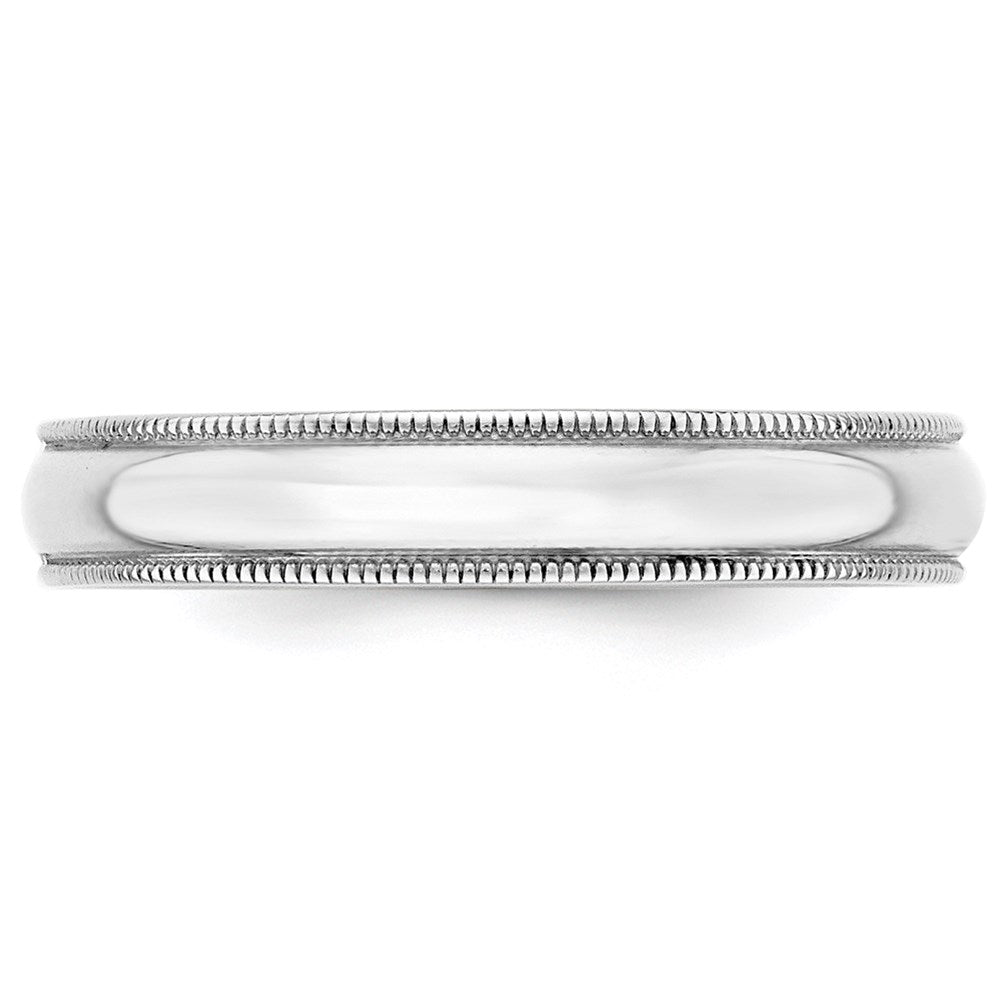 14k White Gold 4mm Lightweight Milgrain Half Round Wedding Band Size 9