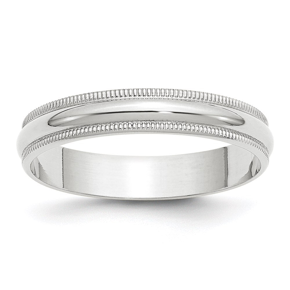 14k White Gold 4mm Lightweight Milgrain Half Round Wedding Band Size 9
