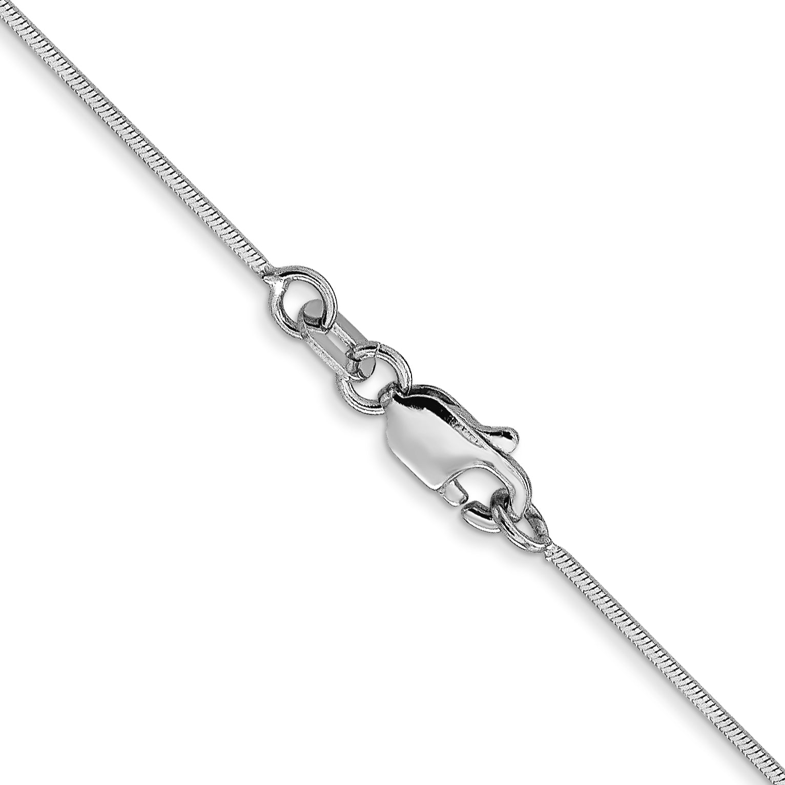 14K White Gold 18 Inch .6Mm Octagonal Snake With Lobster Clasp Chain