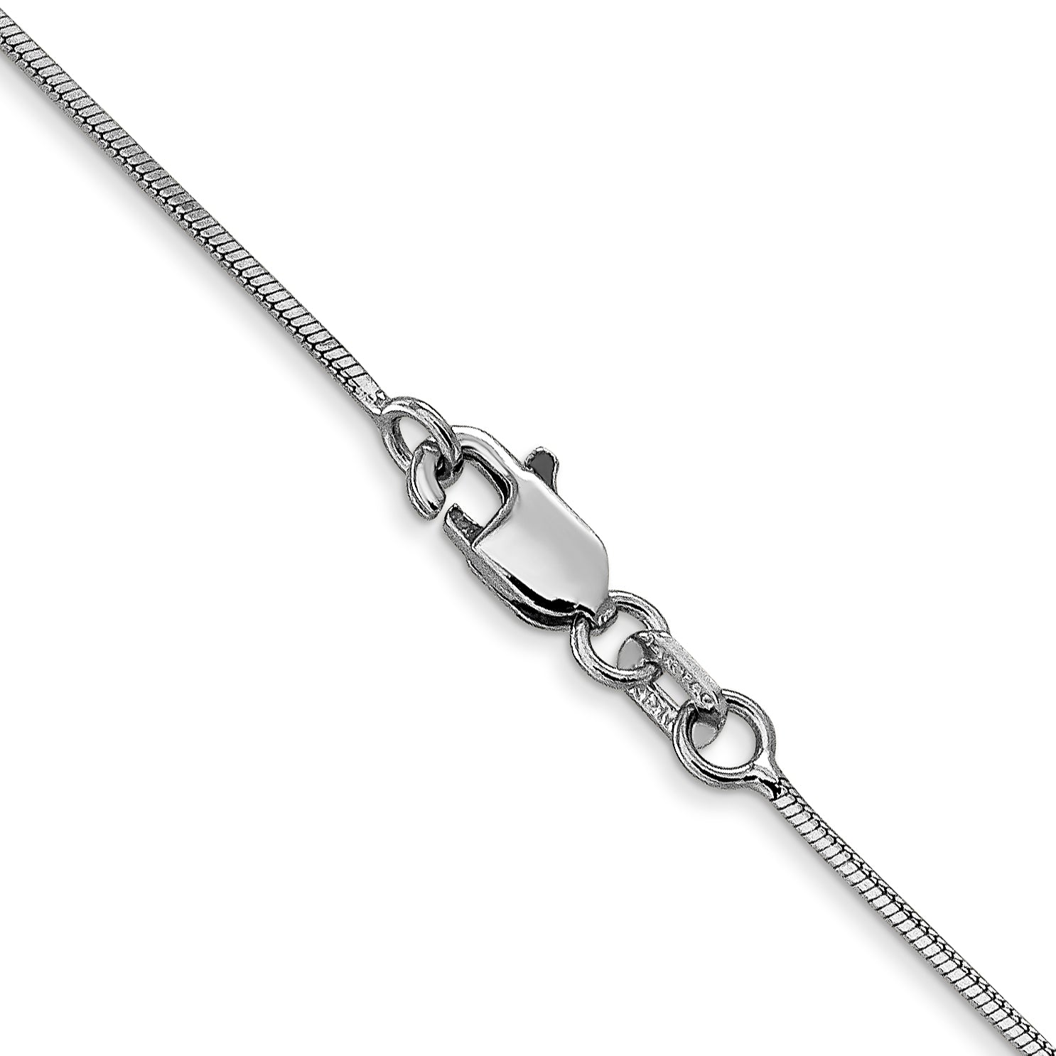14K White Gold 18 Inch 1Mm Octagonal Snake With Lobster Clasp Chain