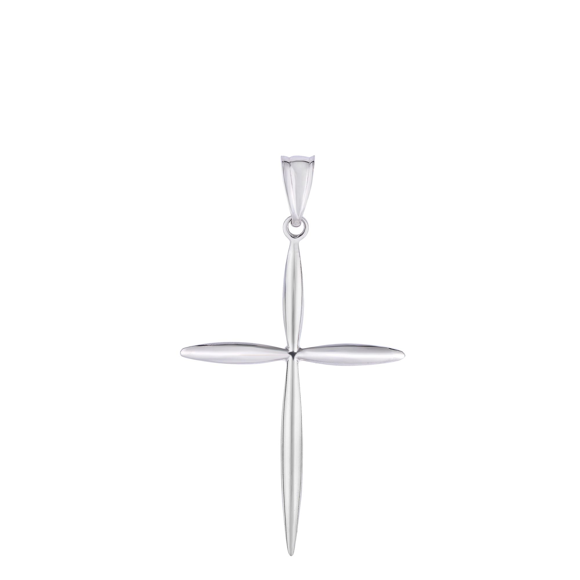 14K White Gold Polished Cross