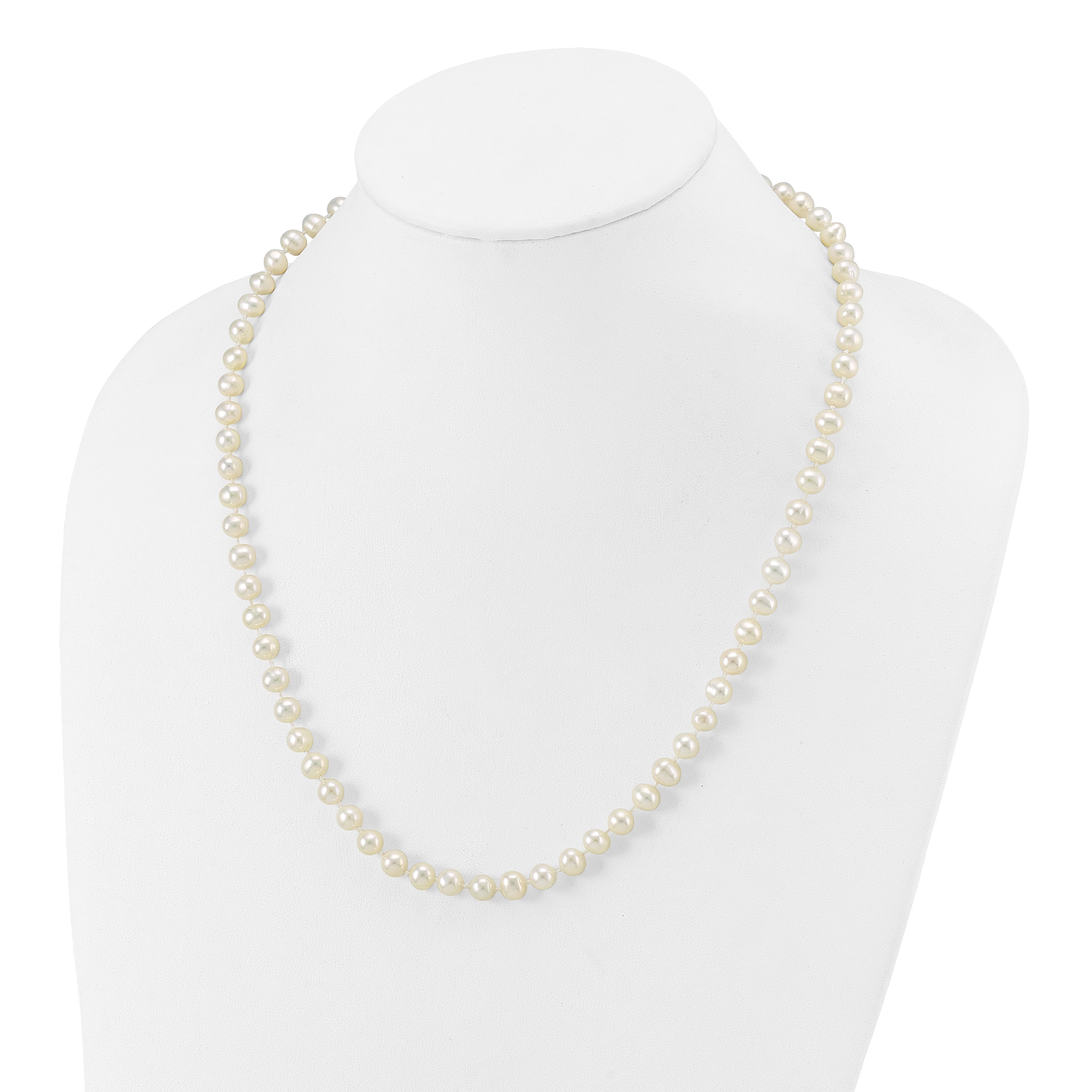 14k 6-7mm White Near-Round Freshwater Cultured Pearl 7.5 inch Bracelet