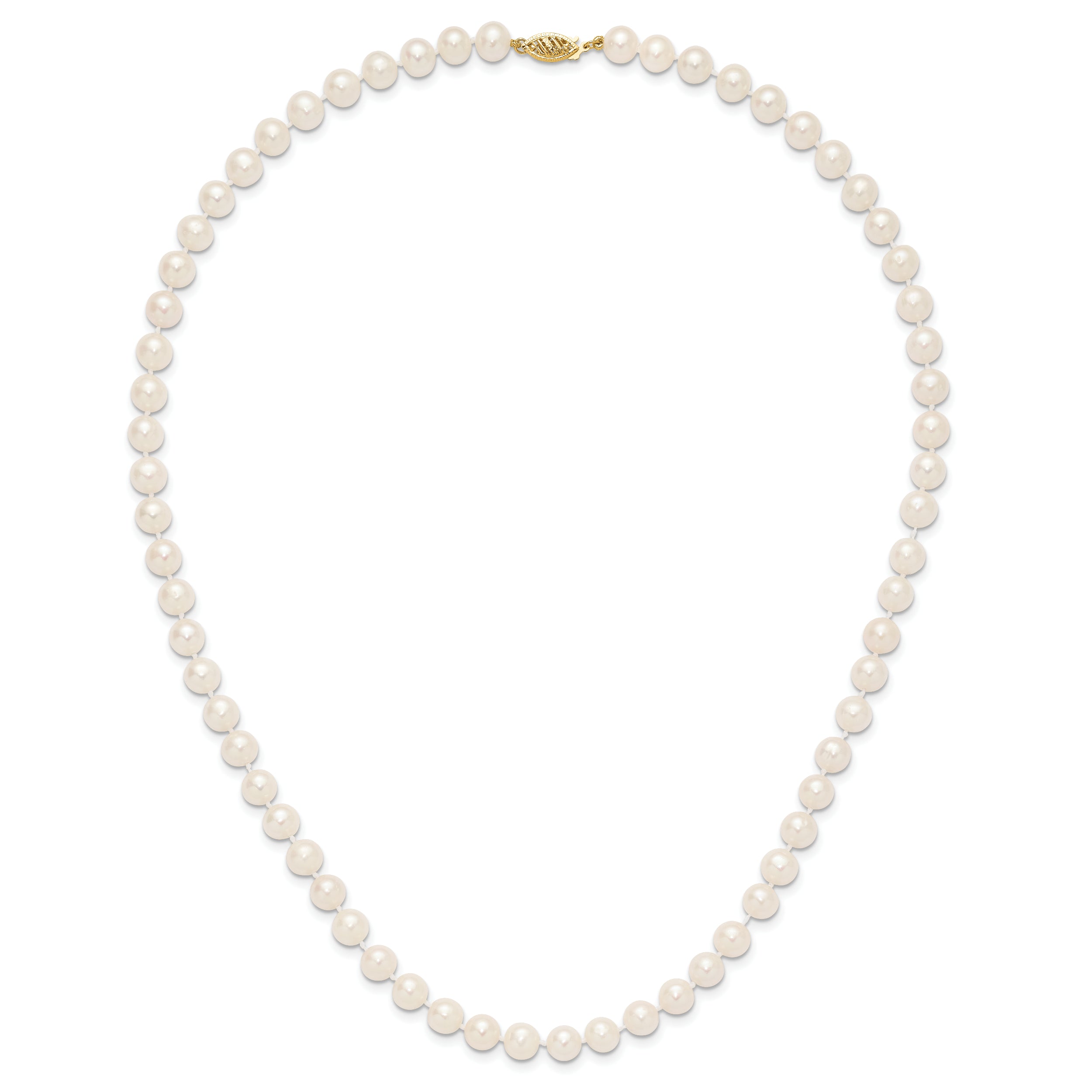 14k 7-8mm White Near-Round Freshwater Cultured Pearl 7.5 inch Bracelet