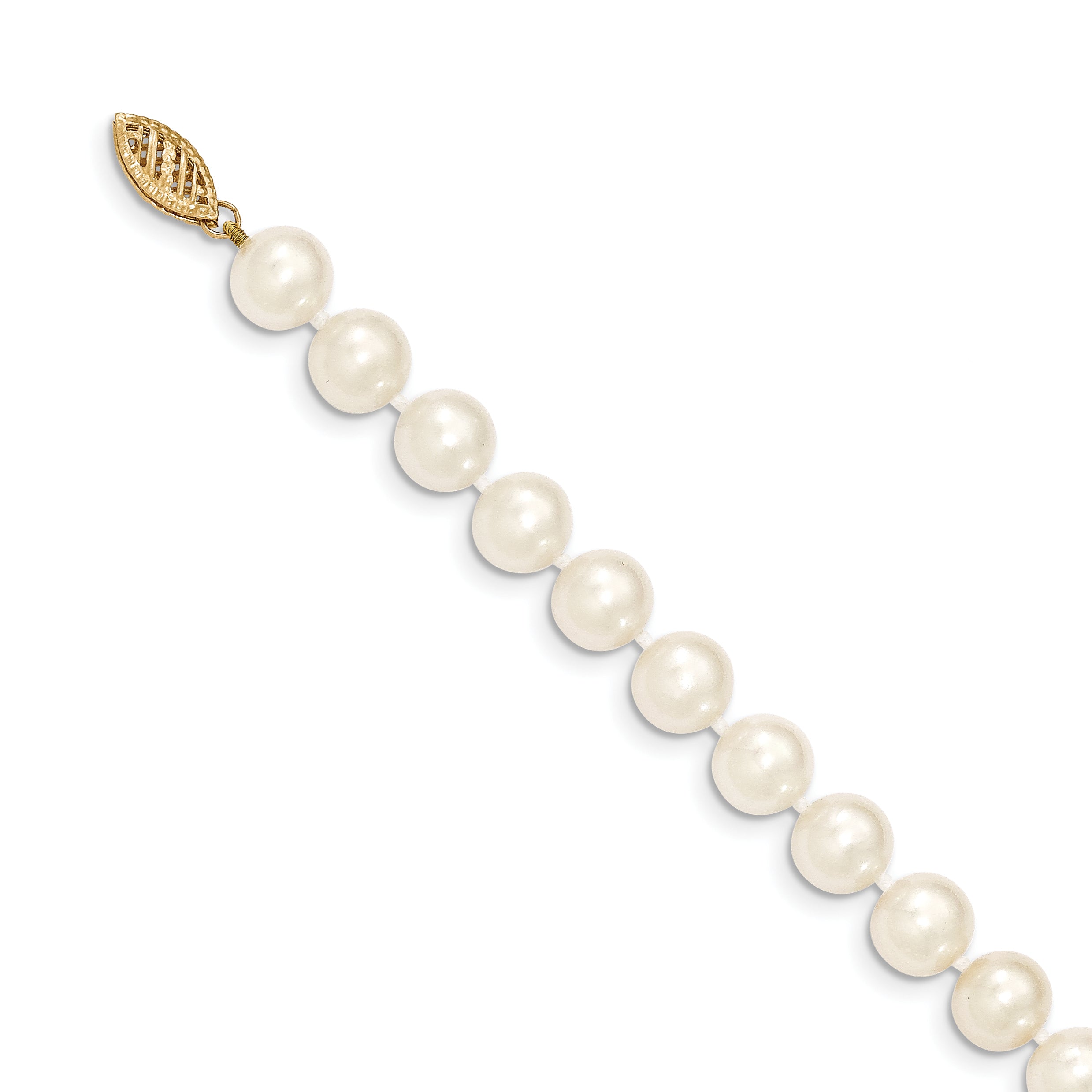 14K 8-9Mm White Near Round Freshwater Cultured Pearl Necklace
