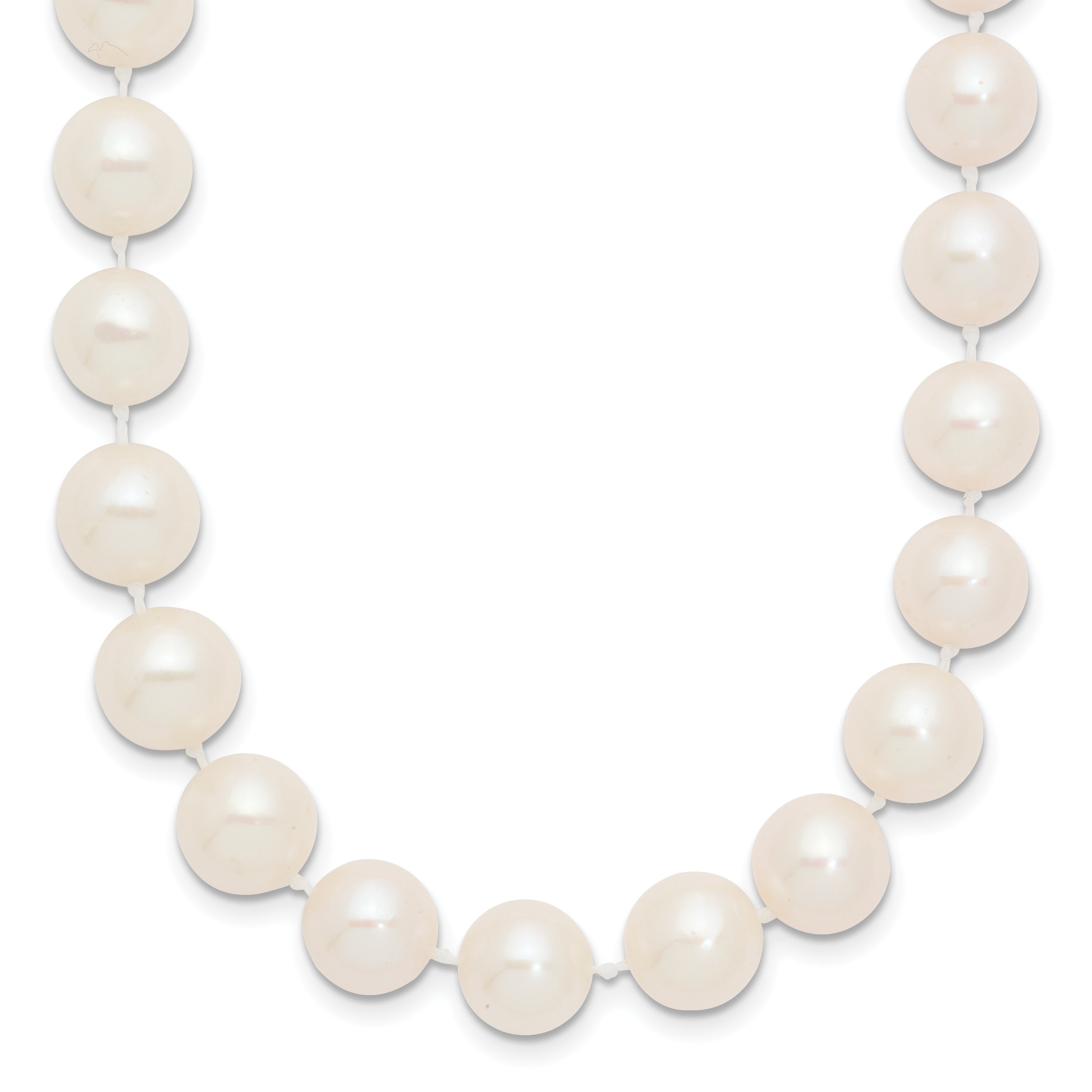 14K 9-10Mm White Near Round Freshwater Cultured Pearl Necklace