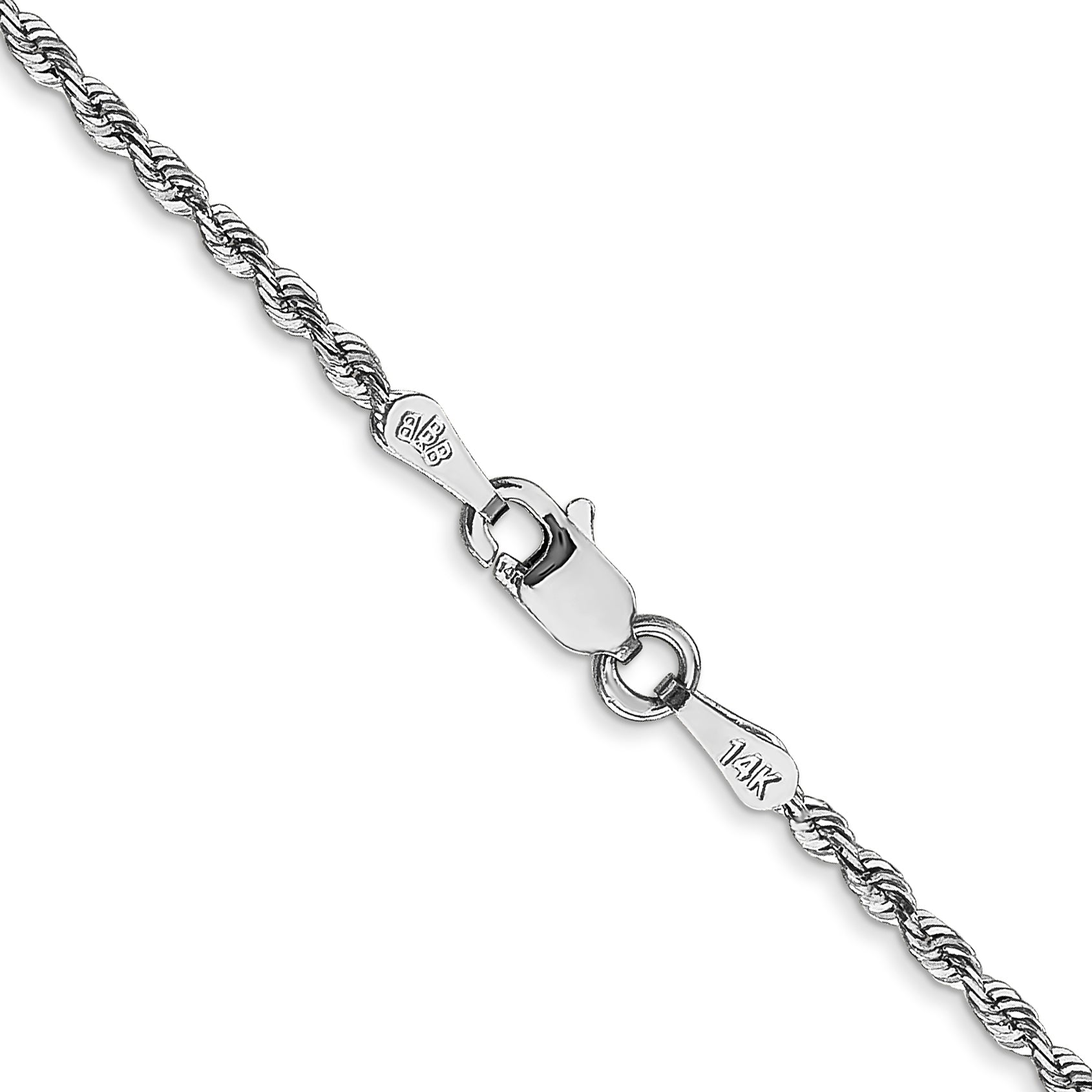 14K White Gold 30 Inch 1.85Mm Diamond-Cut Quadruple Rope Lobster Clasp Chain
