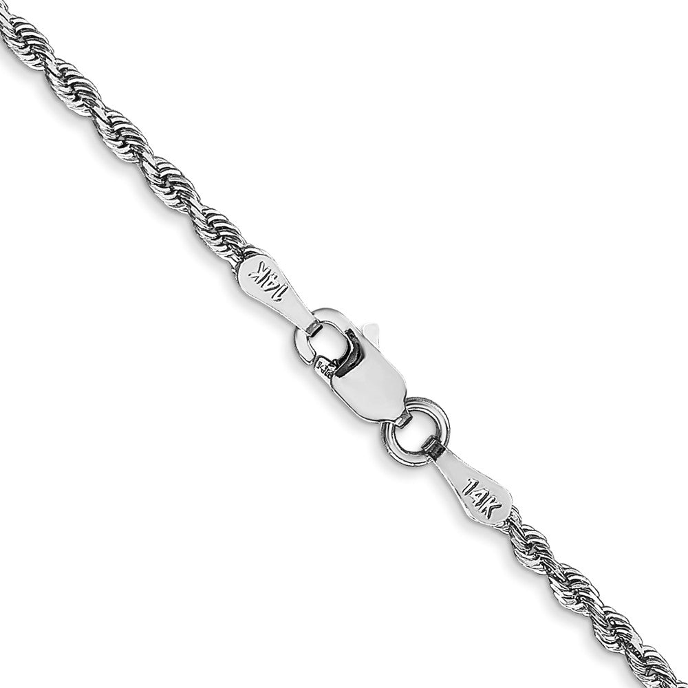 14K White Gold 24 Inch 2mm Diamond-cut Quadruple Rope Lobster Clasp Chain