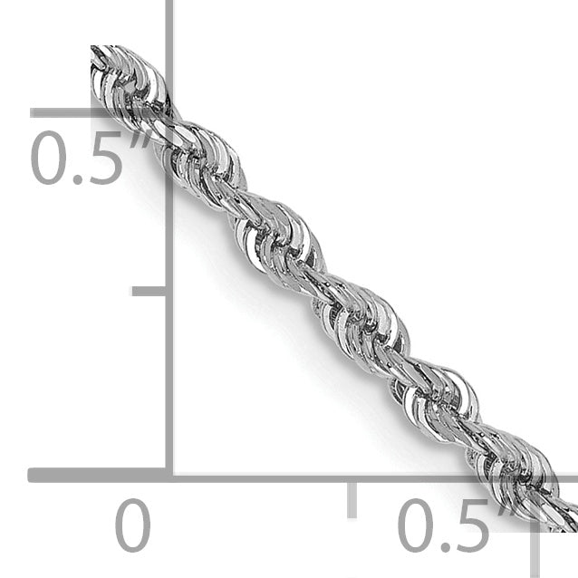 14K White Gold 20 Inch 2.25Mm Diamond-Cut Quadruple Rope Lobster Clasp Chain