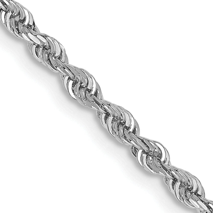 14K White Gold 20 Inch 2.25Mm Diamond-Cut Quadruple Rope Lobster Clasp Chain