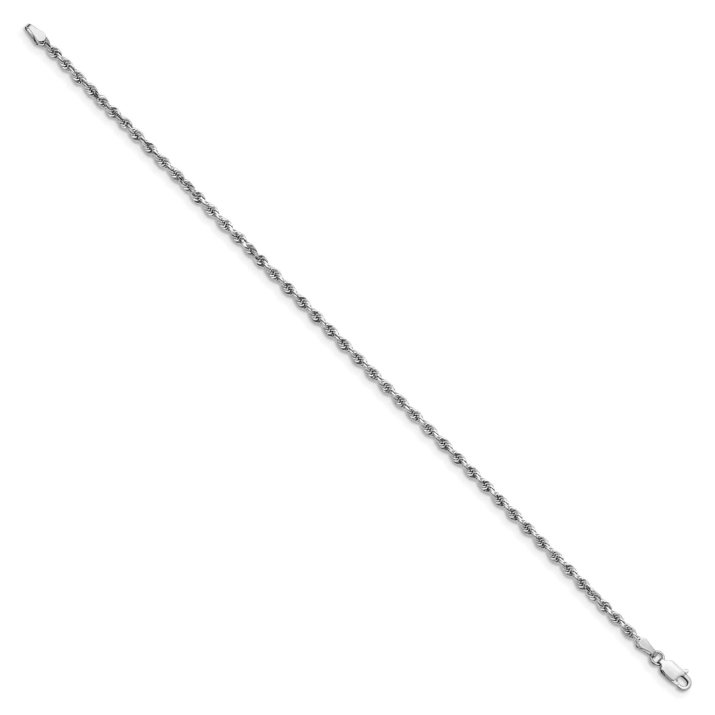 14K White Gold 7 Inch 2.75Mm Diamond-Cut Quadruple Rope Lobster Clasp Chain