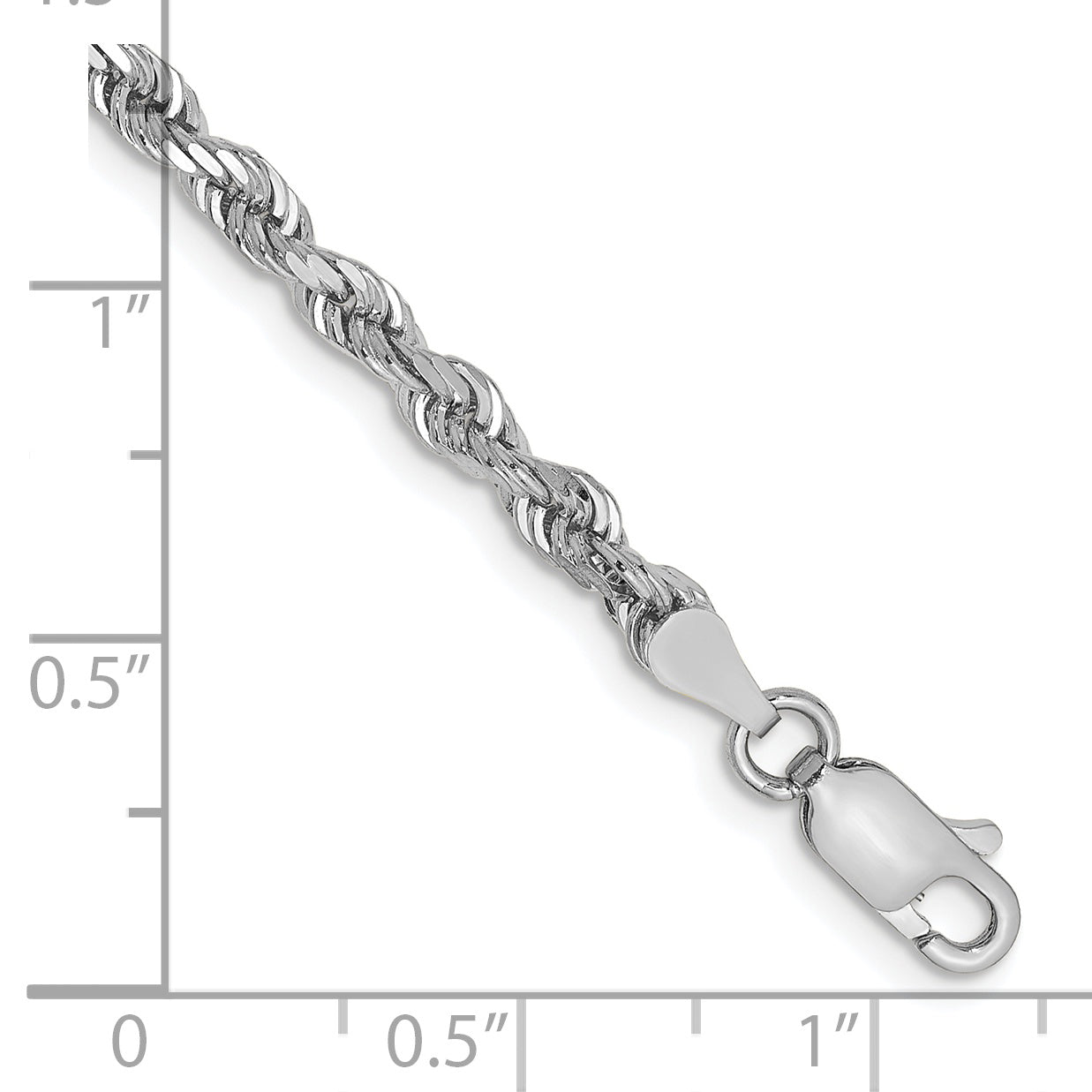 14K White Gold 7 Inch 3.35Mm Diamond-Cut Quadruple Rope Lobster Clasp Chain