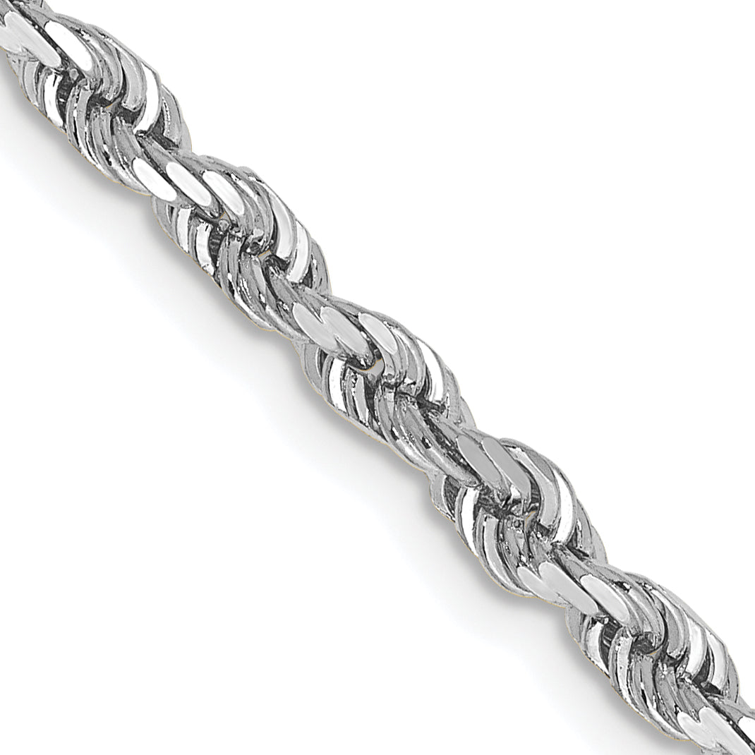 14K White Gold 18 Inch 3.35Mm Diamond-Cut Quadruple Rope Lobster Clasp Chain