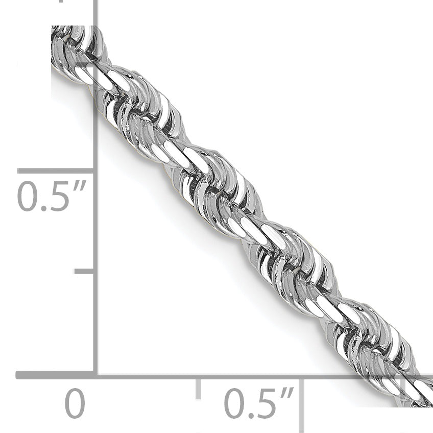 14K White Gold 22 Inch 4Mm Diamond-Cut Quadruple Rope Lobster Clasp Chain