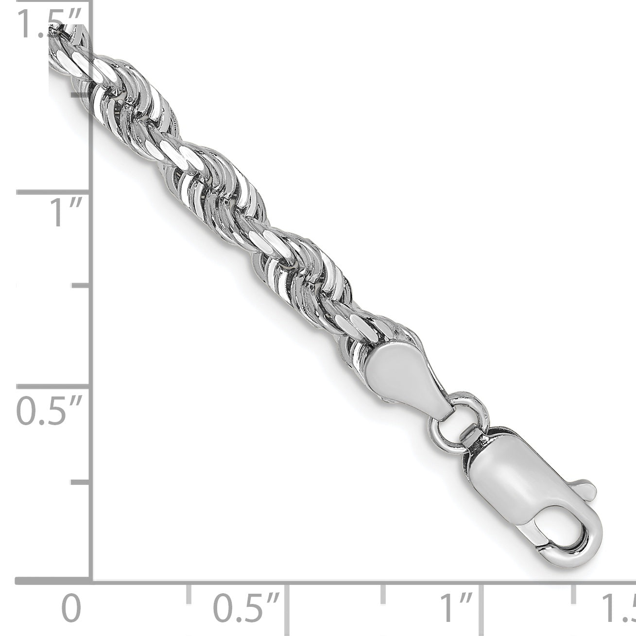 14K White Gold 7 Inch 4.5Mm Diamond-Cut Quadruple Rope Lobster Clasp Chain