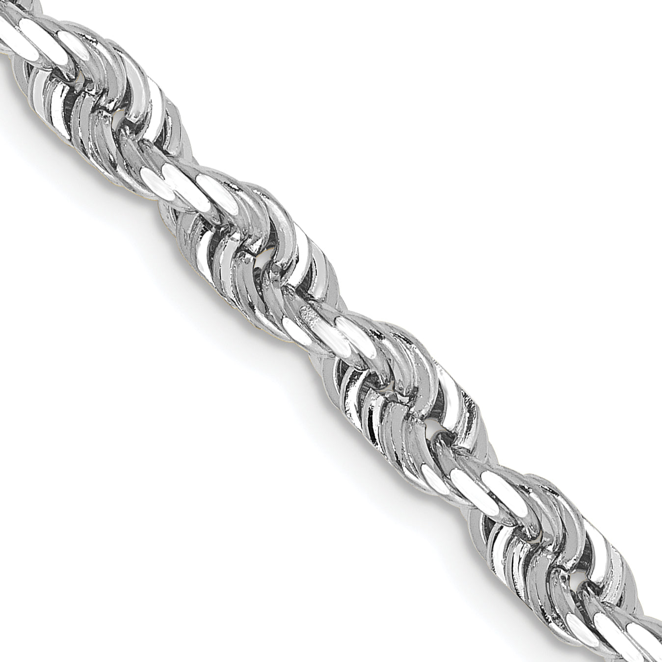 14K White Gold 20 Inch 4.5Mm Diamond-Cut Quadruple Rope Lobster Clasp Chain