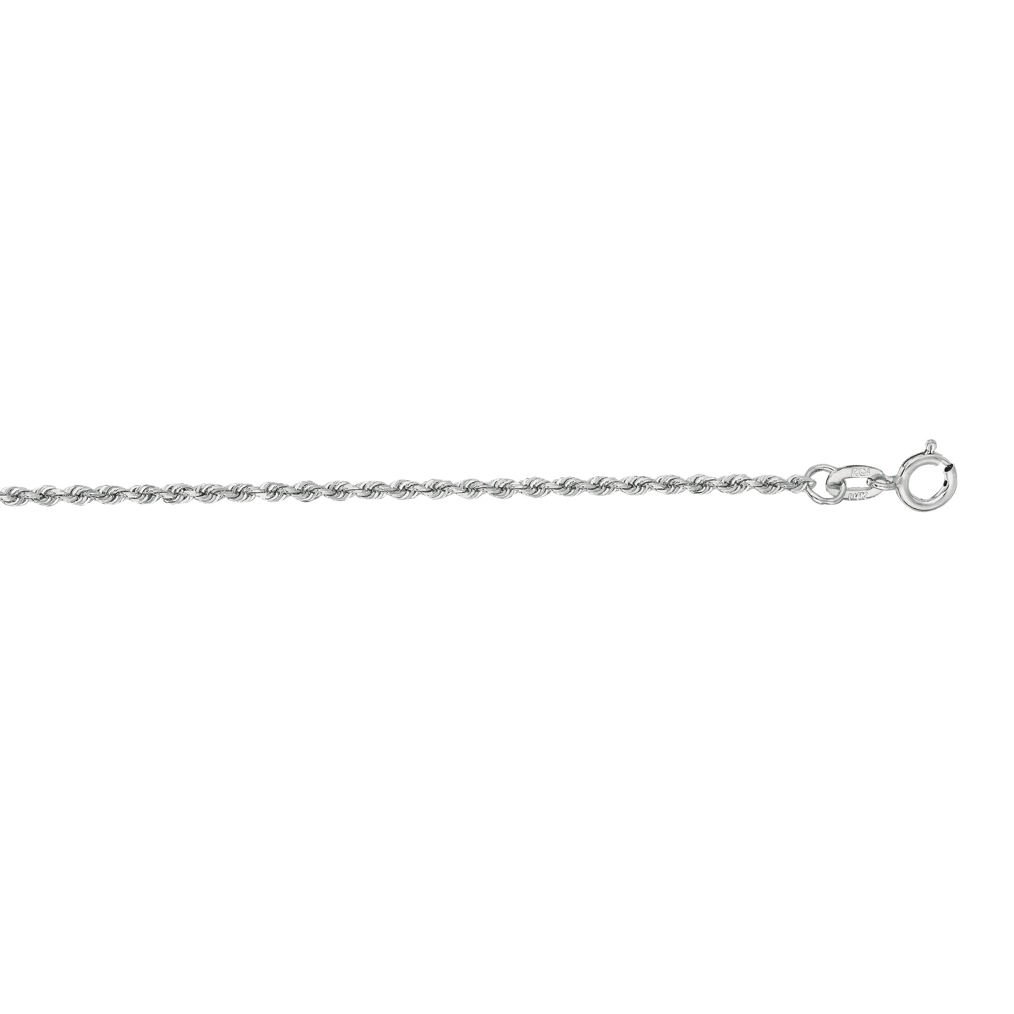 14K White Gold 1.4mm Diamond Cut Royal Rope 24" Chain with Spring Ring Clasp