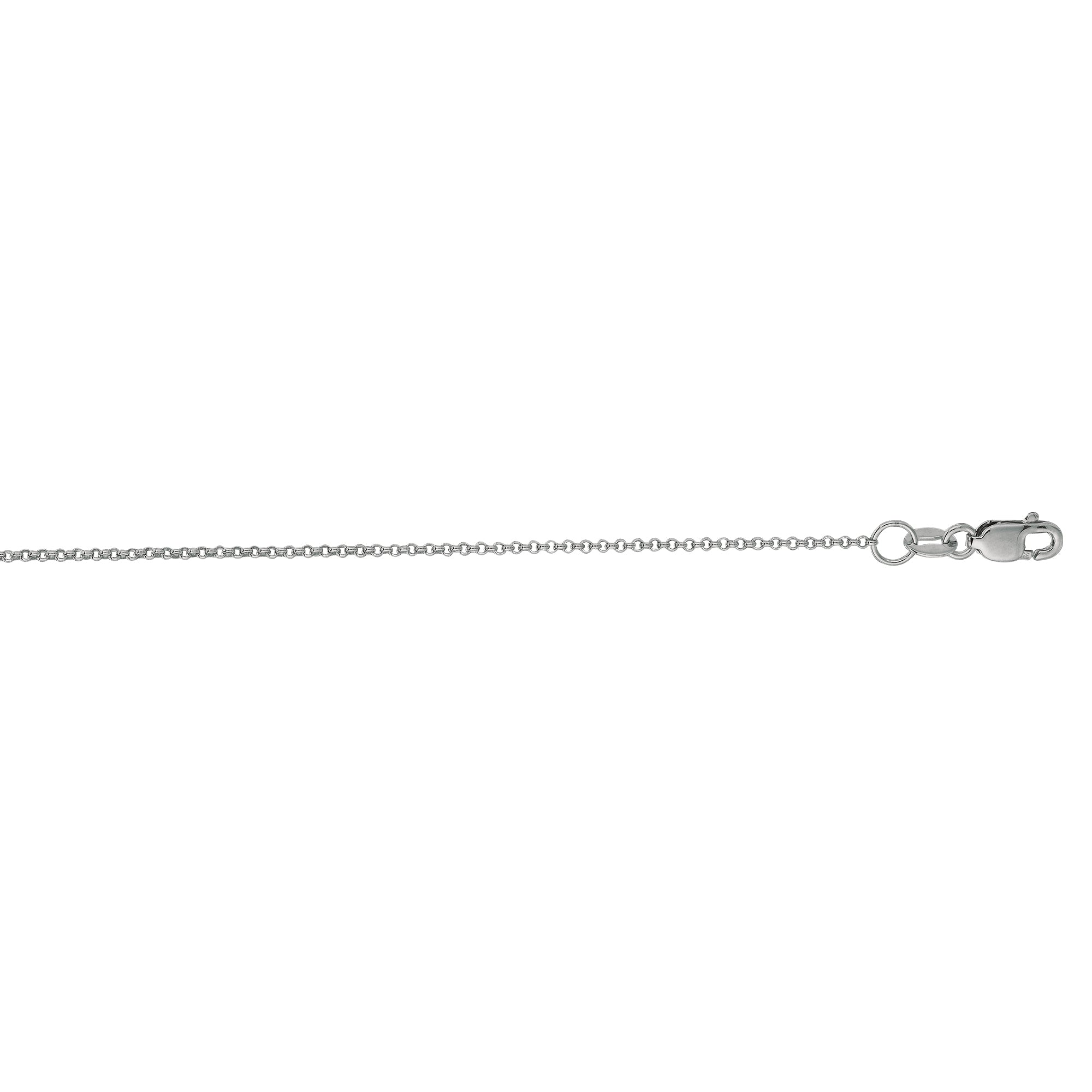 14K White Gold 1.1mm Diamond Cut Rolo 20" Chain with Lobster Lock