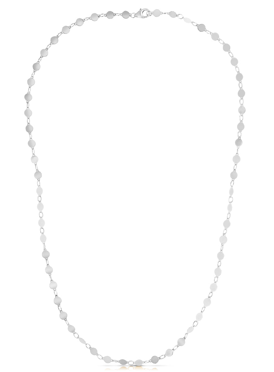 14K White Gold 18" Polished Round Mirror Chain