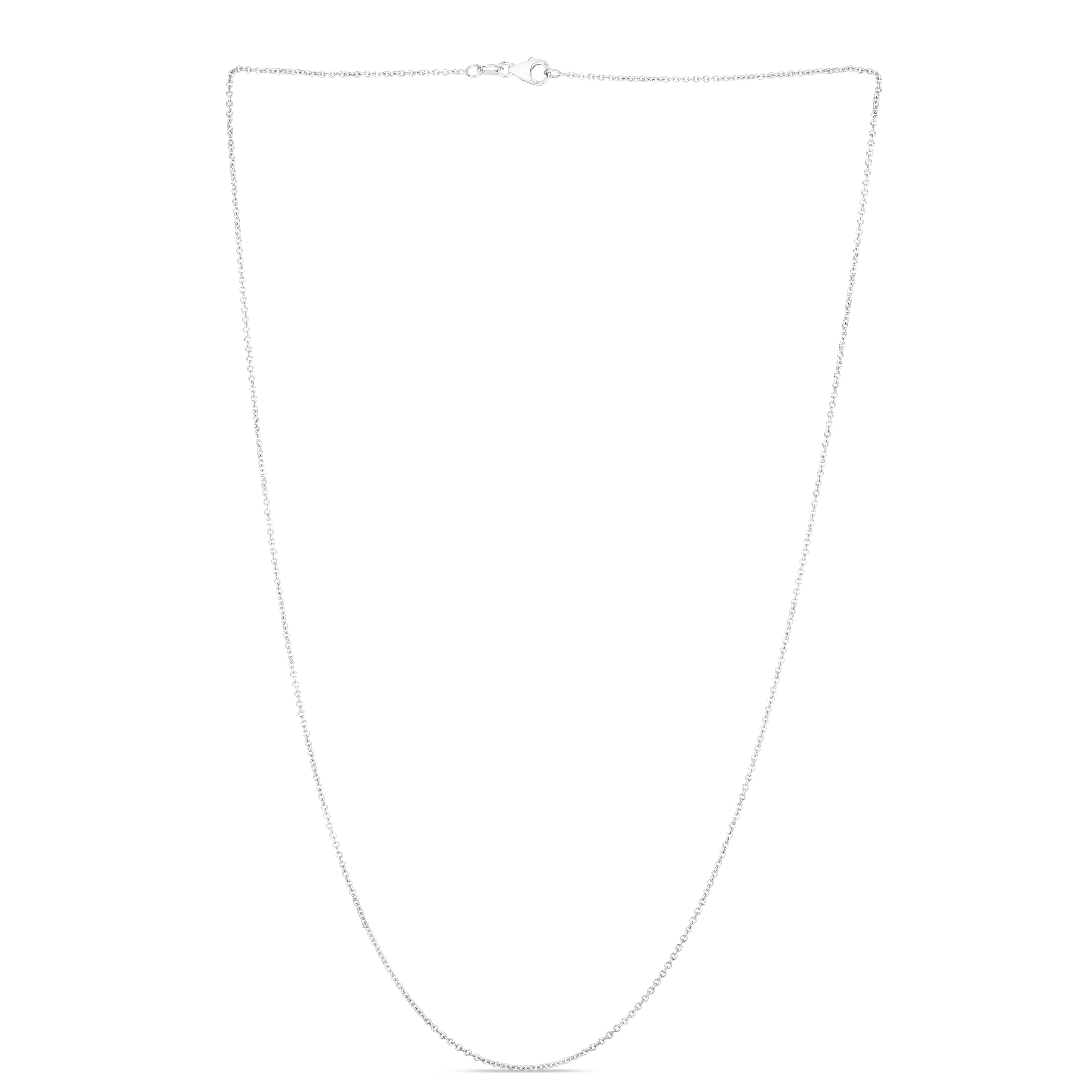 14K White Gold 1.2mm Oval Cable 20" Chain with Lobster Lock