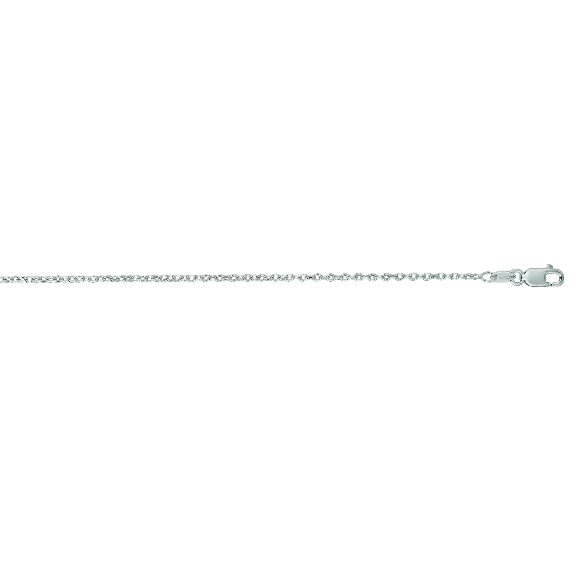 14K White Gold 1.5mm Oval Cable 20" Chain with Lobster Lock