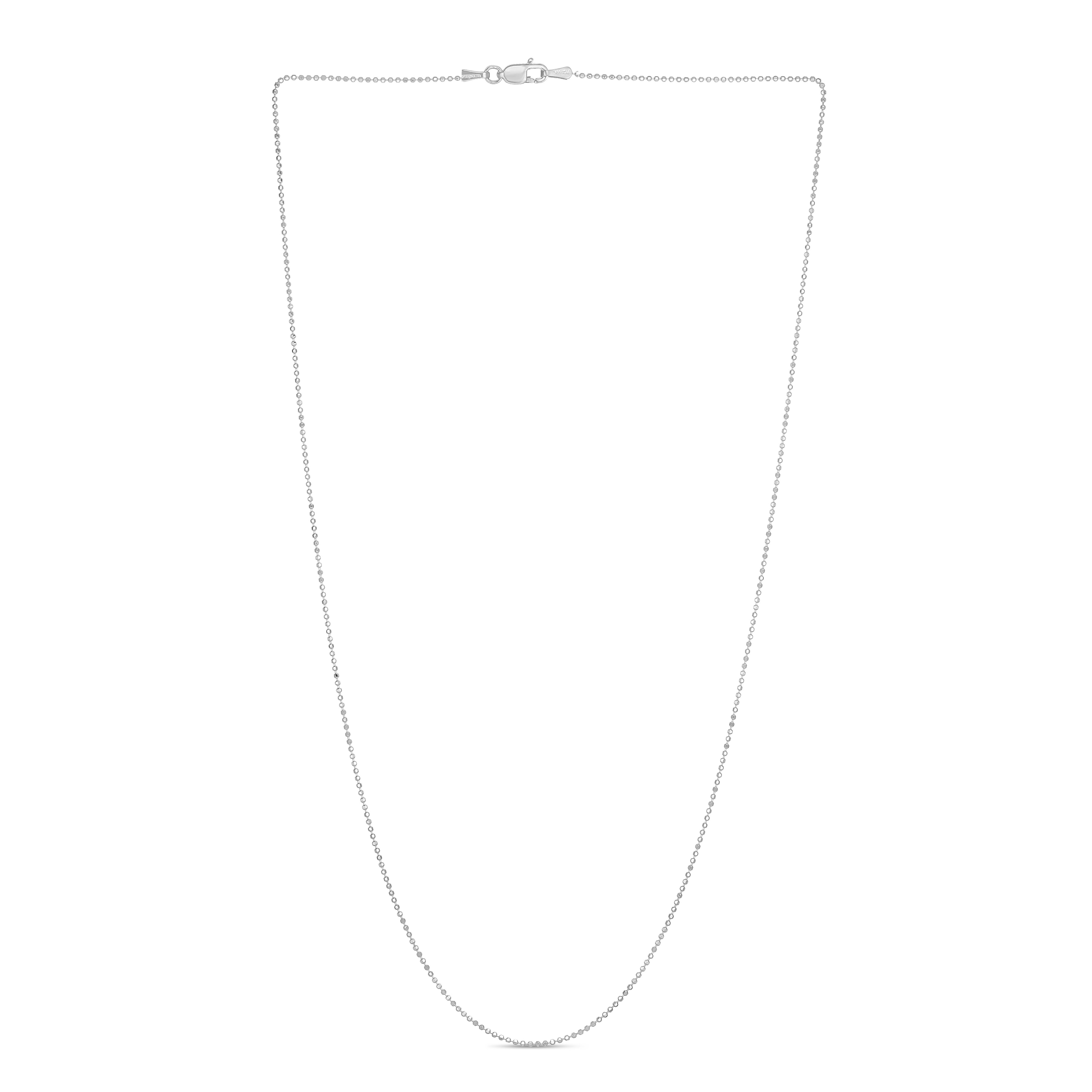 14K White Gold 1.5mm Bead 18" Chain with Lobster Lock