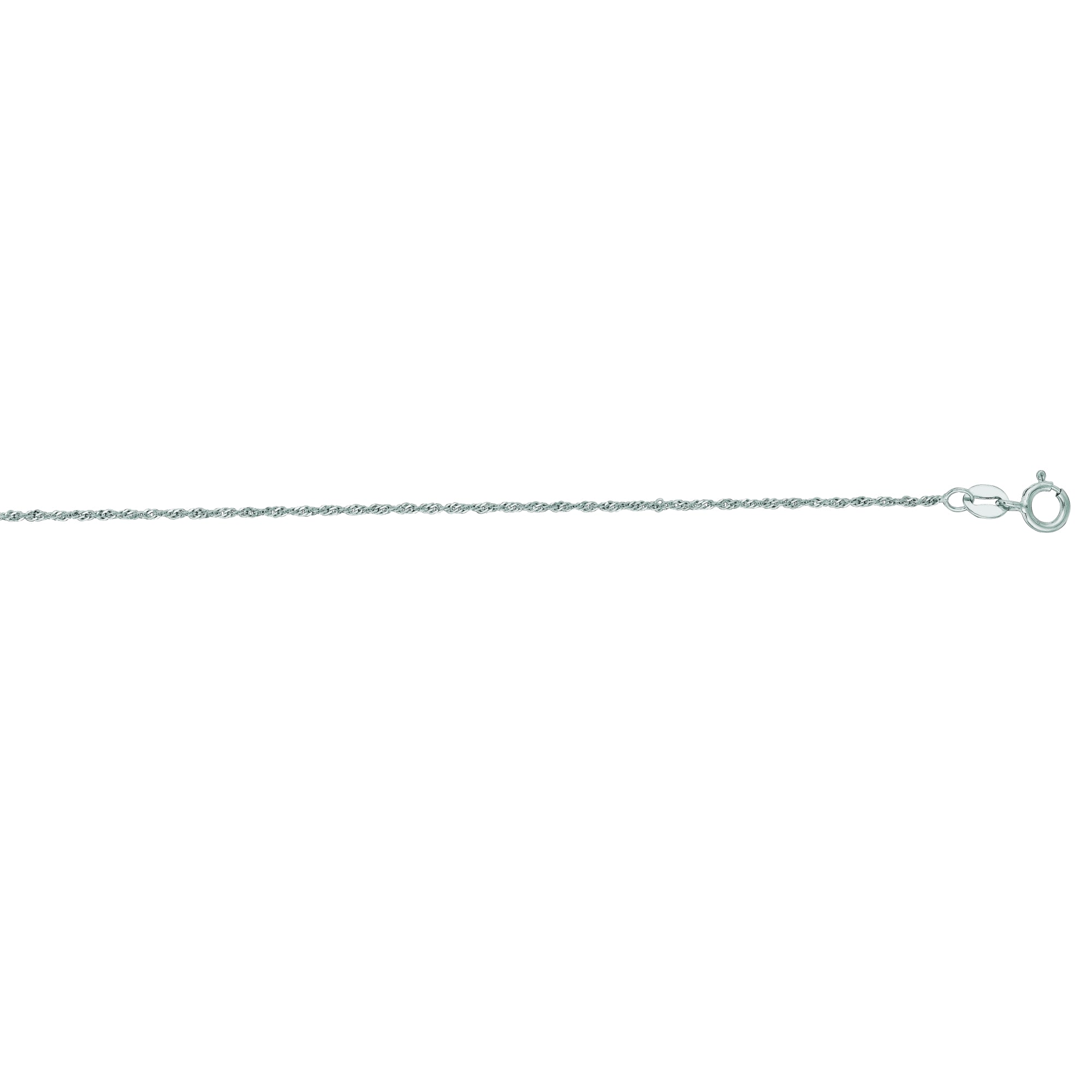 14K White Gold 1.1mm Singapore 24" Chain with Spring Ring Clasp
